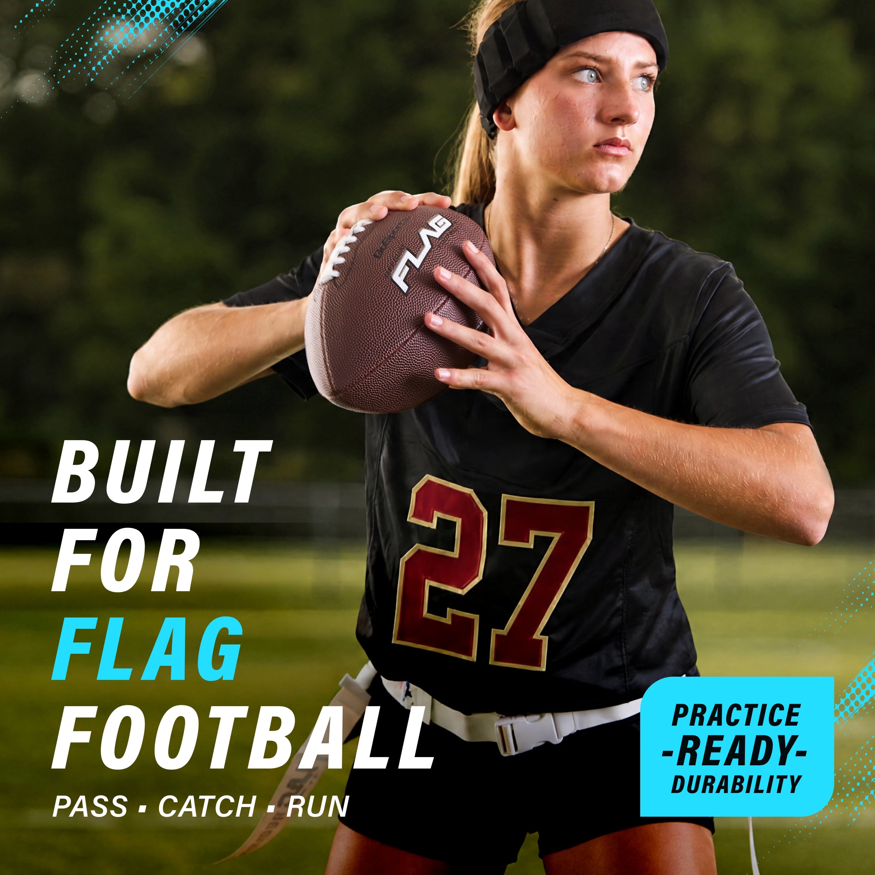 Composite Youth Flag Football Balls, Single or 3-pk GoSports Football 