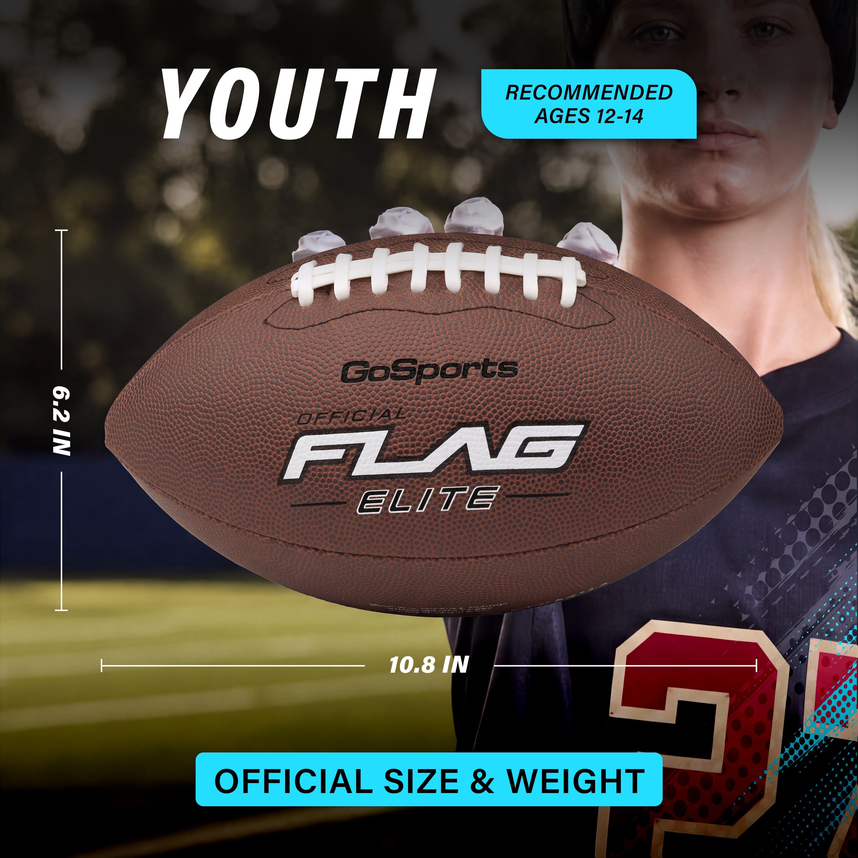 Elite Pro Grip Youth Flag Football Balls, Single or 3-pk GoSports Football 