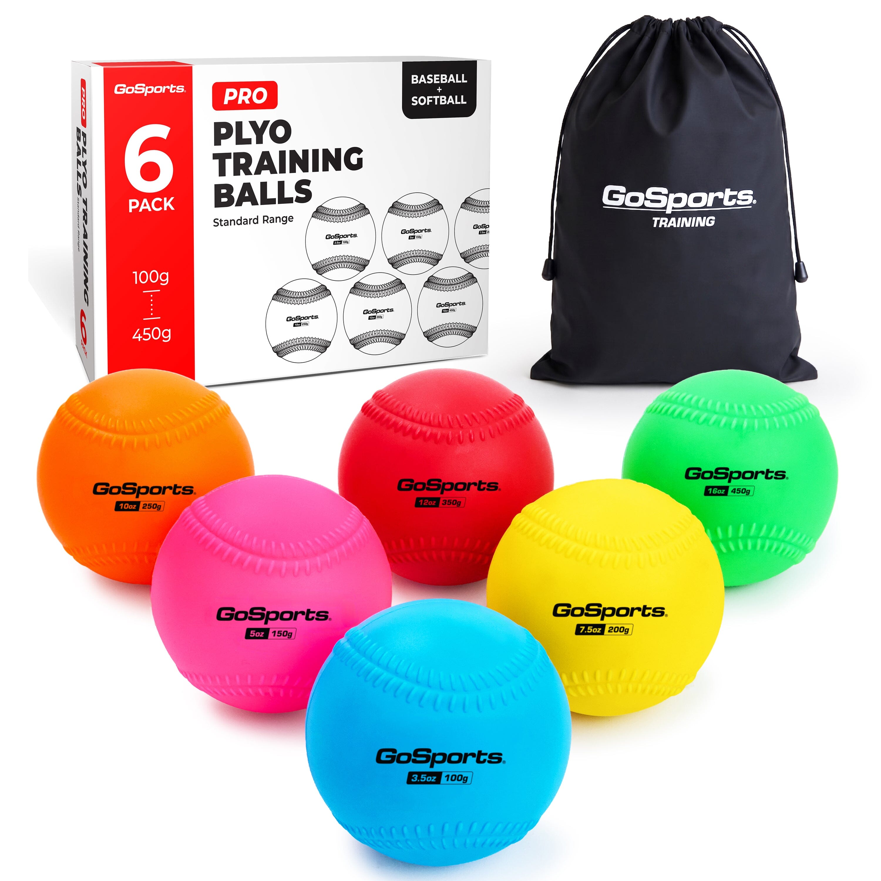 GoSports PRO Plyometric Training Balls, 6 Pack - Standard Range 3.5oz-16oz Playgosports.com Pro 