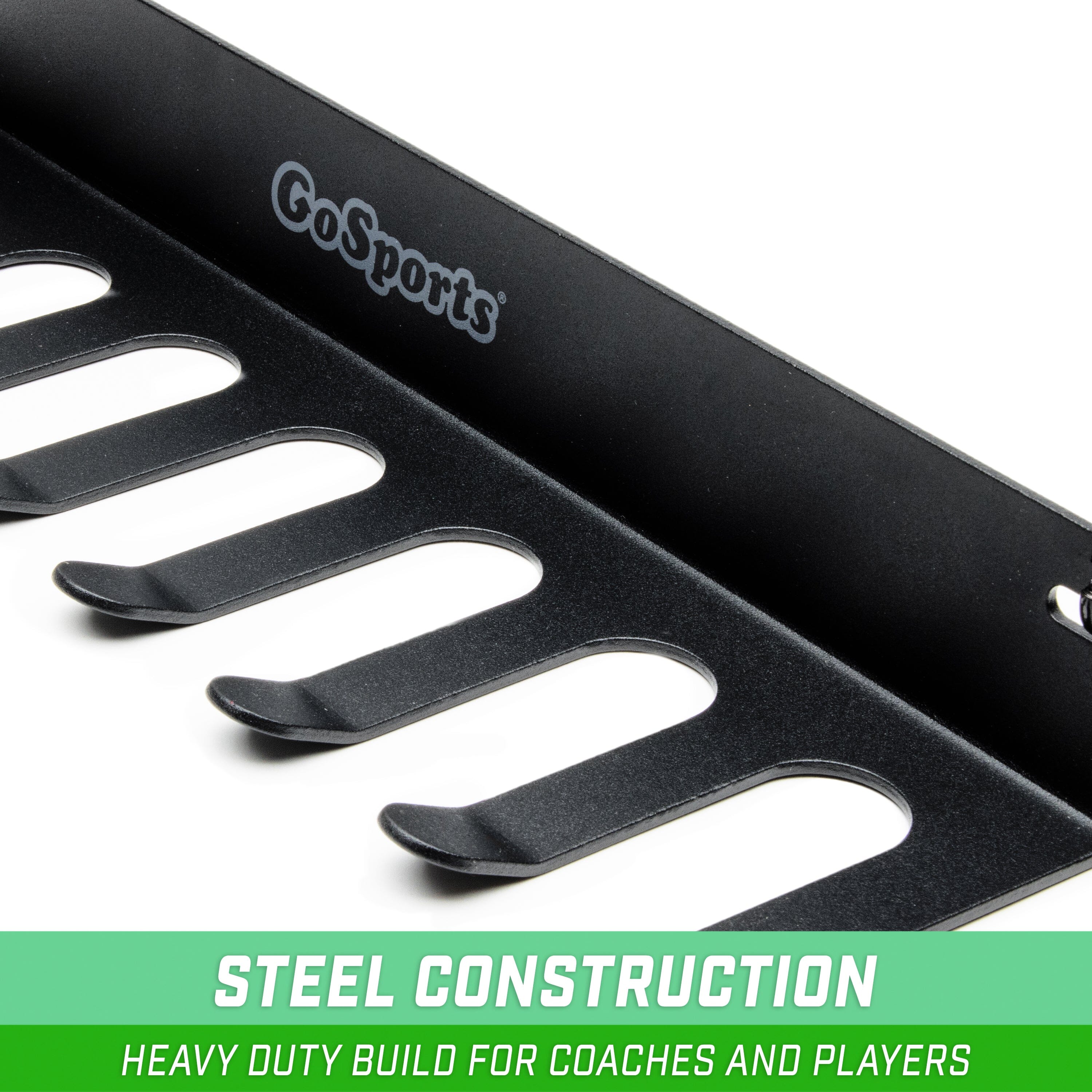 GoSports Baseball & Softball Bat Rack - Holds 16 Bats - Mount on Wall or Clip on Dugout Fence - Black Baseball GoSports 