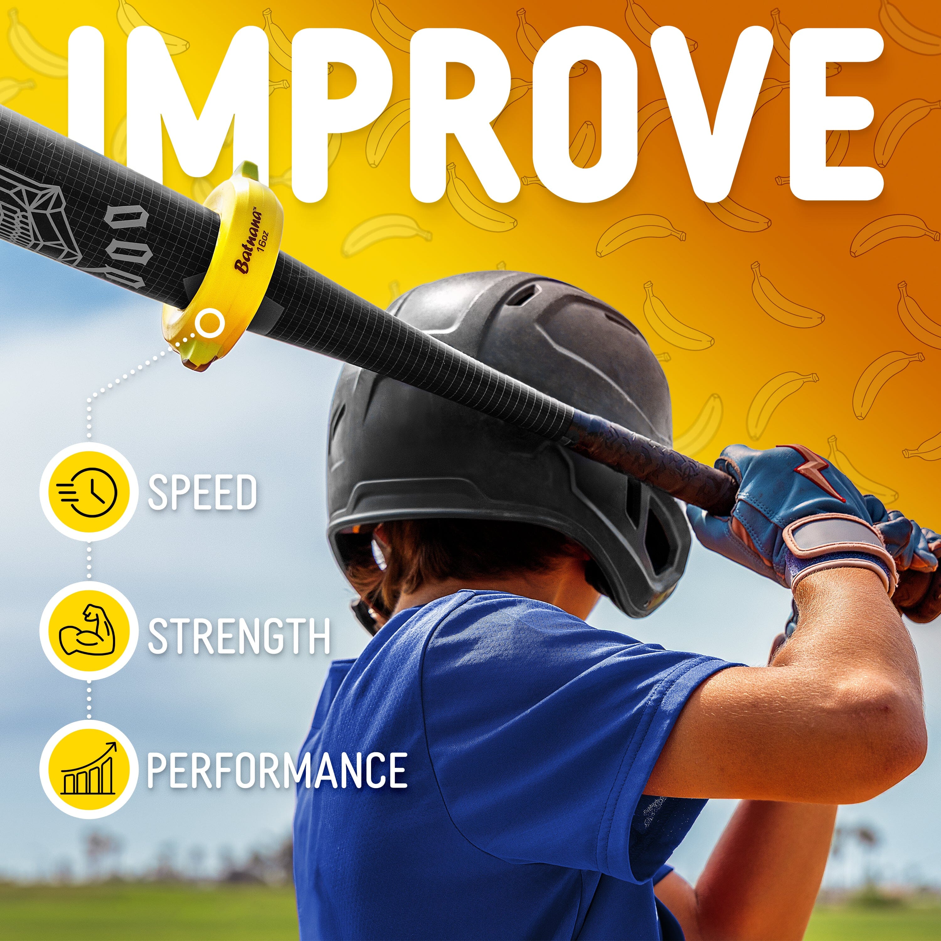 GoSports Original Batnana Baseball and Softball Bat Weight – 16 oz Baseball Drip Bat Donut for Youth and Adult Baseball Playgosports.com 
