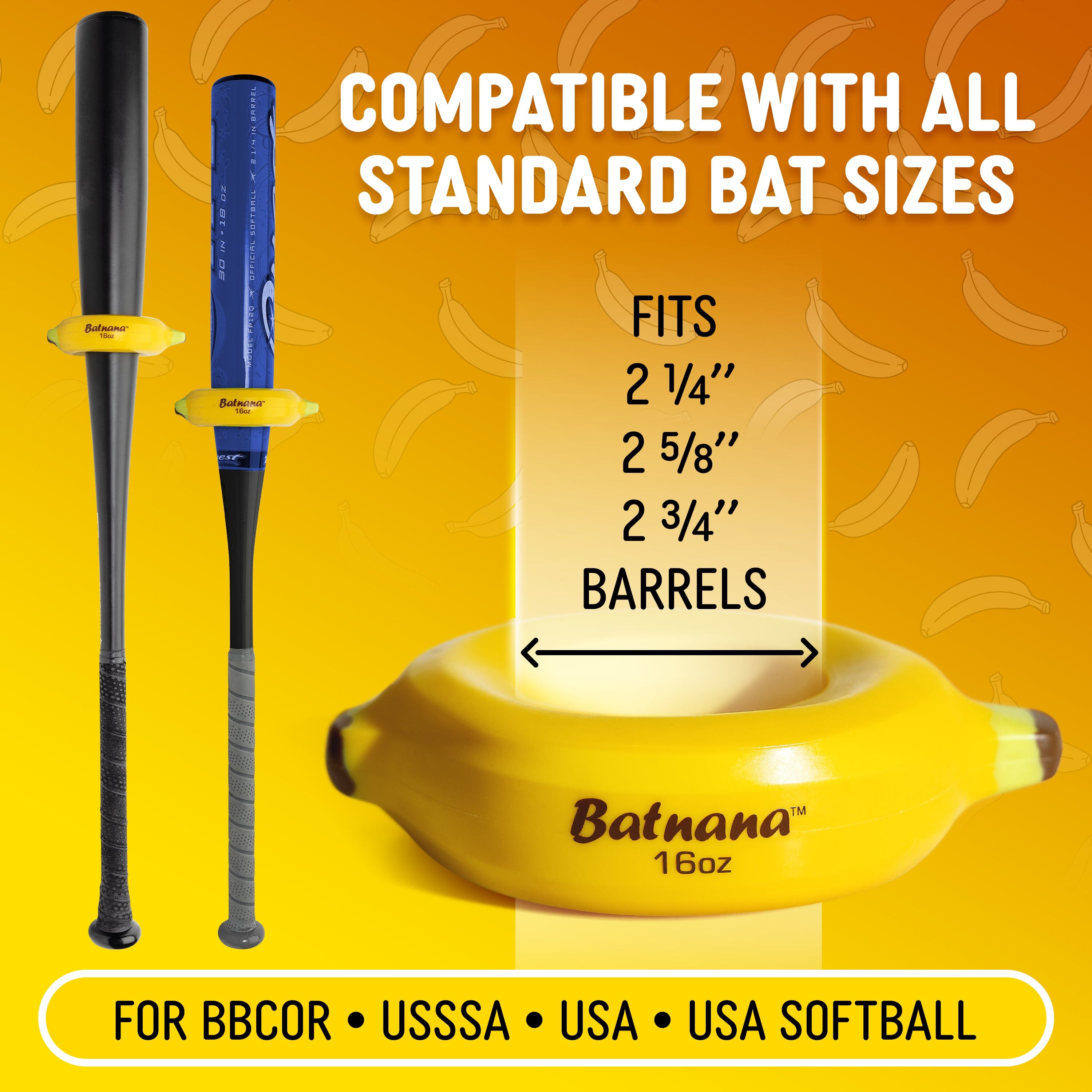 GoSports Original Batnana Baseball and Softball Bat Weight – 16 oz Baseball Drip Bat Donut for Youth and Adult Baseball Playgosports.com 