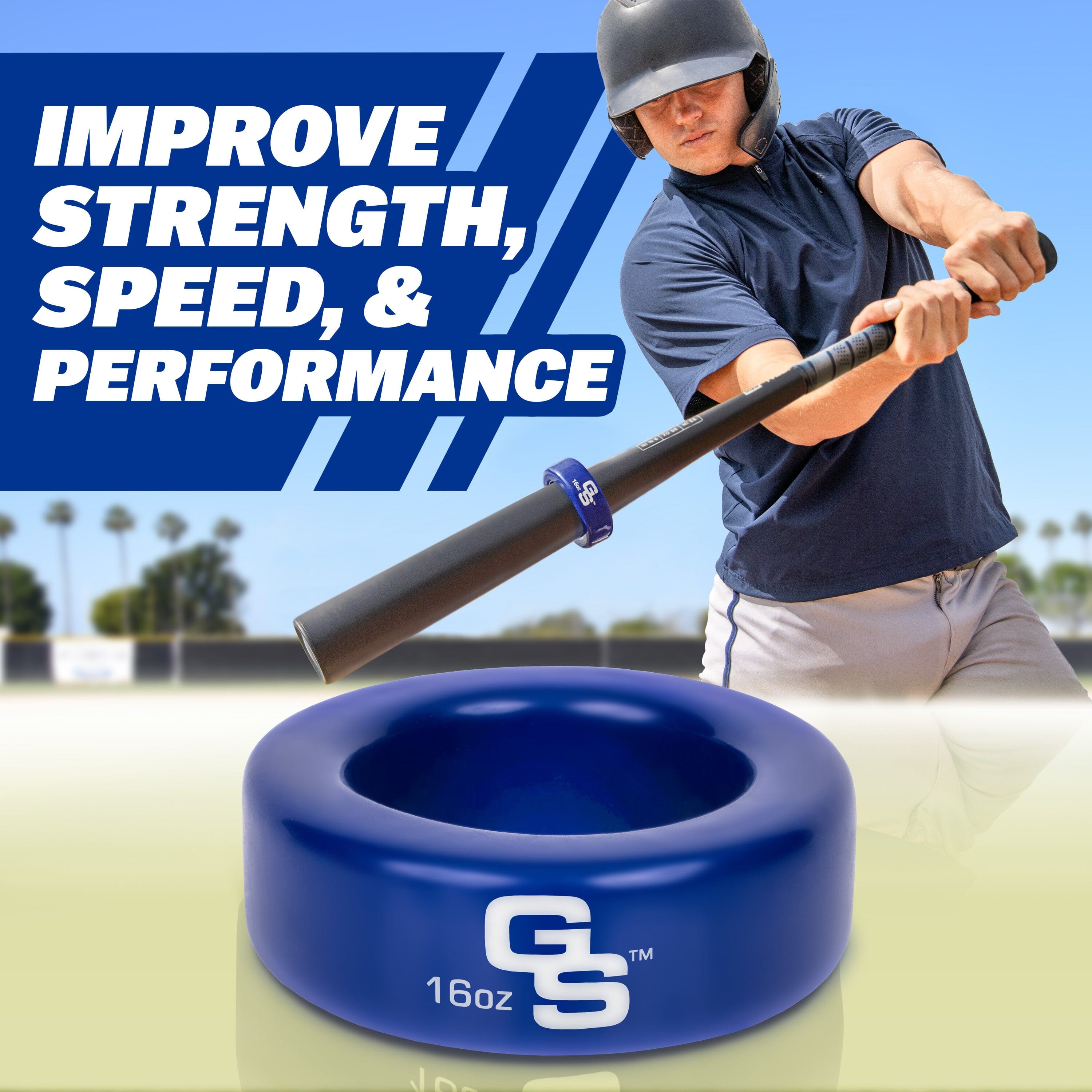 GoSports Baseball and Softball Bat Weight - 16 oz Baseball Donut - Navy Playgosports.com 