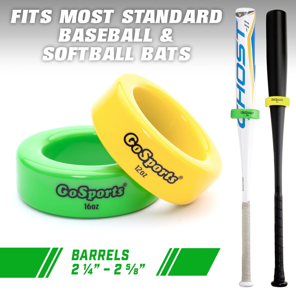 GoSports Baseball and Softball Bat Weights - 2 Pack Baseball Donuts - 16 oz & 12 oz GoSports 