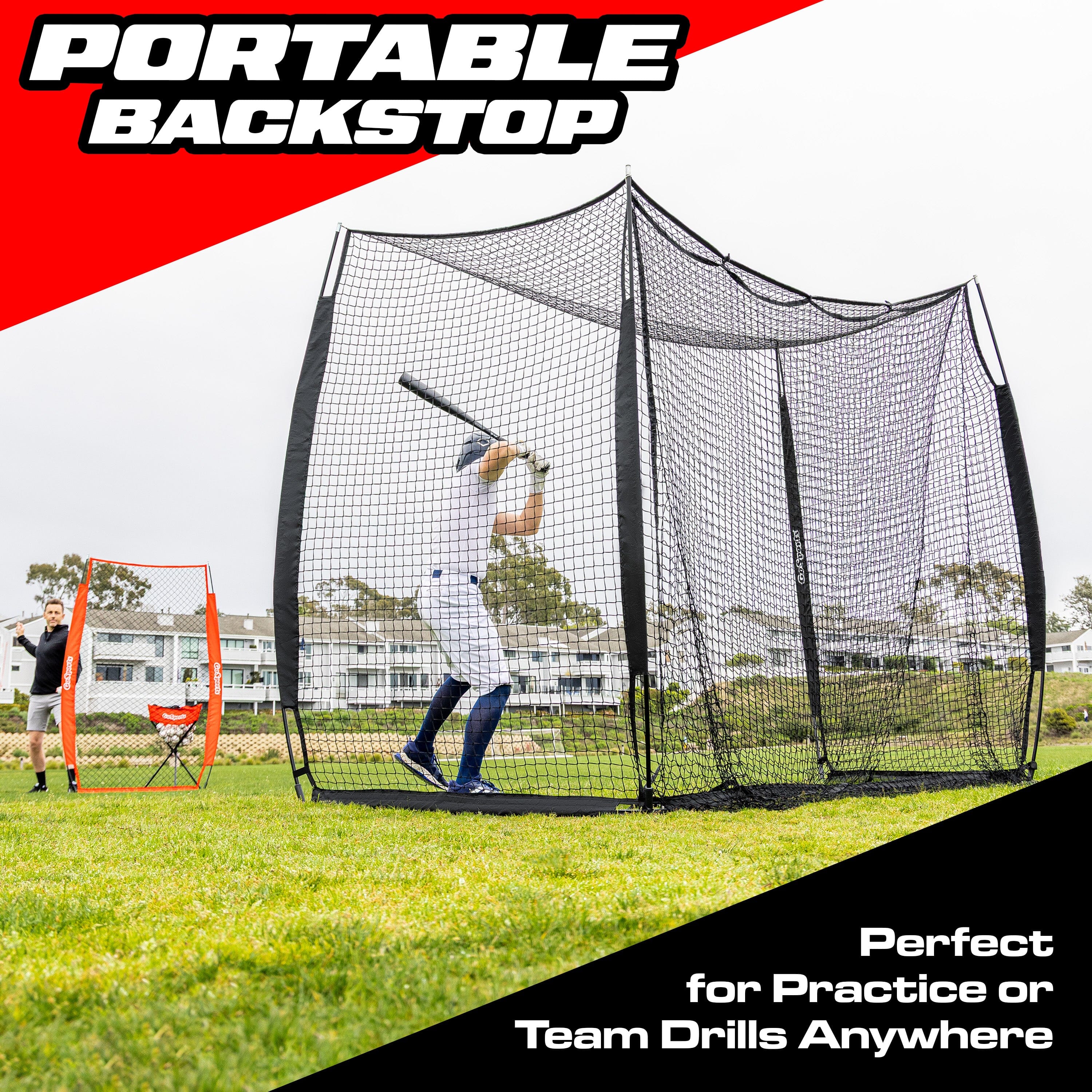GoSports Baseball & Softball Portable Backstop Practice Net - 10 x 8 ft Hitting & Pitching Net for Backyard GoSports 