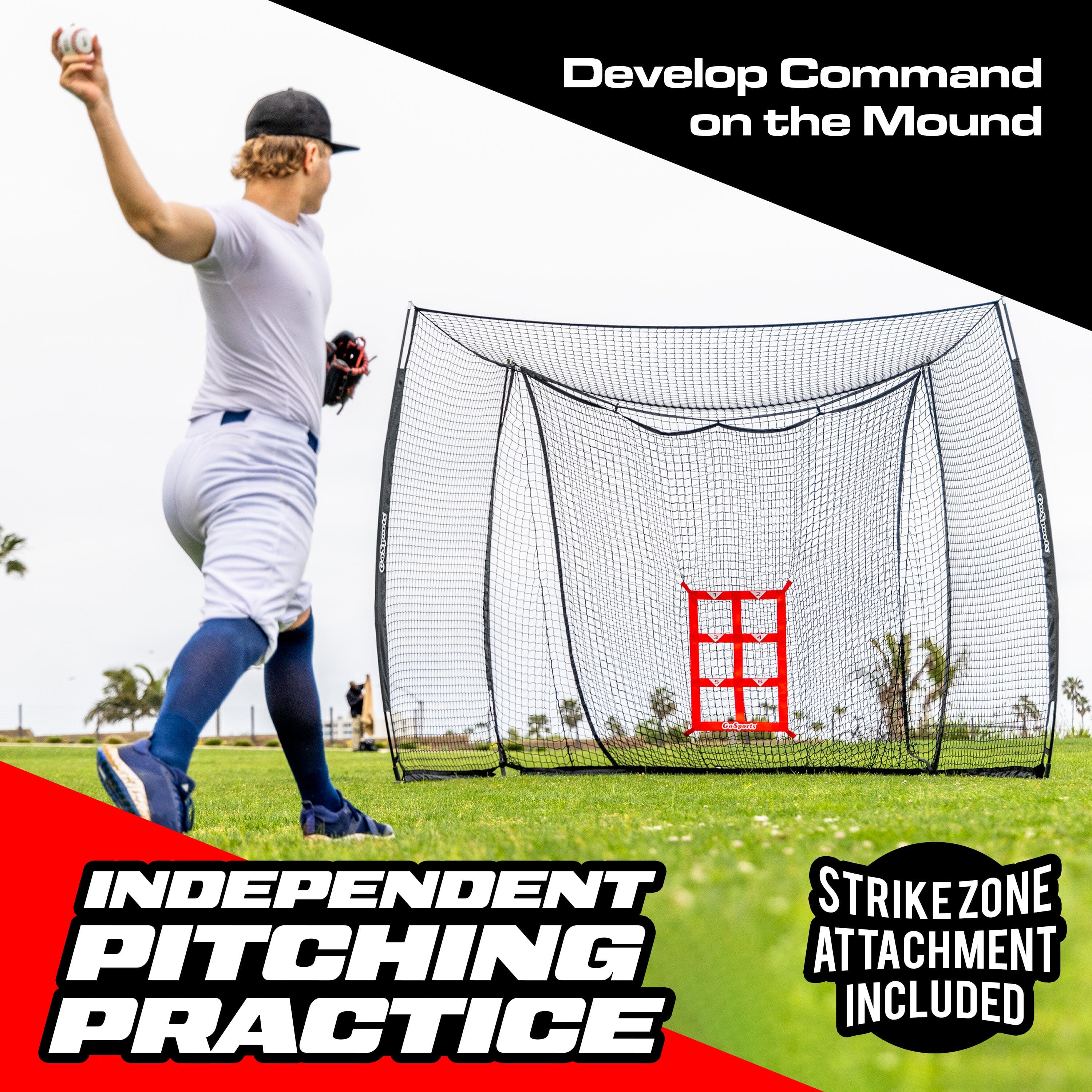 GoSports Baseball & Softball Portable Backstop Practice Net - 10 x 8 ft Hitting & Pitching Net for Backyard GoSports 