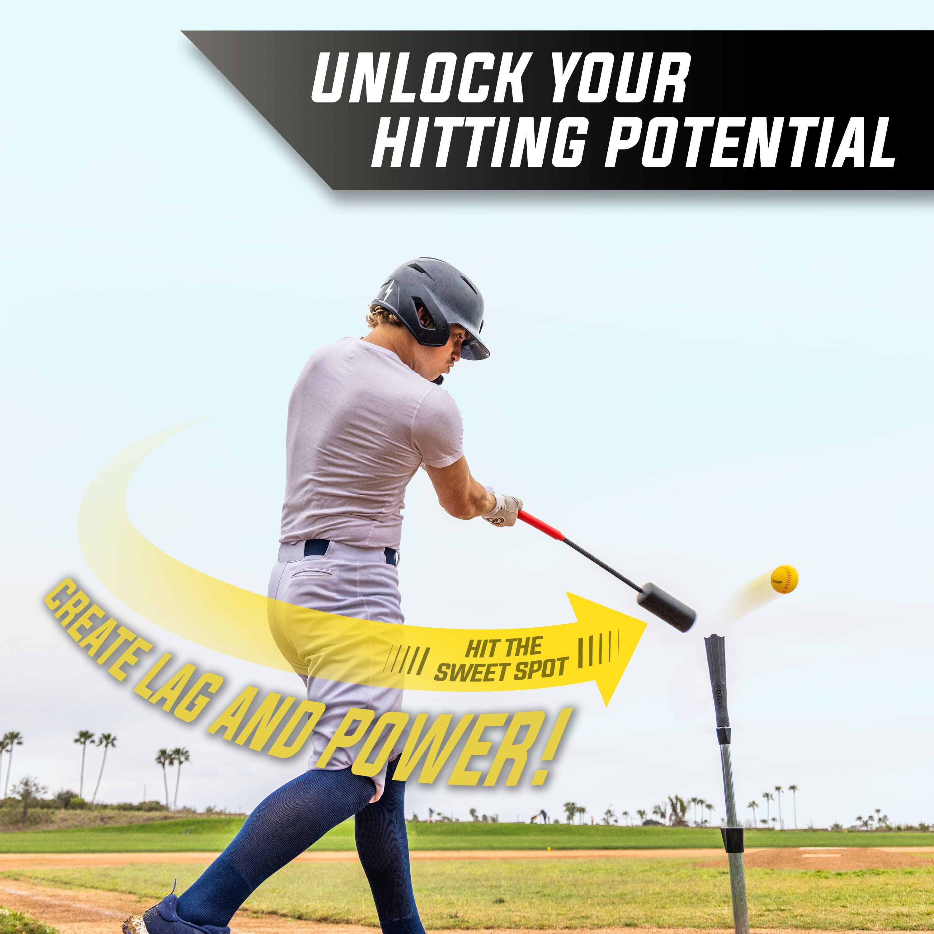 GoSports Baseball & Softball Rope Swing Trainer - Batting Practice Equipment - Includes FLO BAT with 12 Foam Baseballs & Tote Bag GoSports 