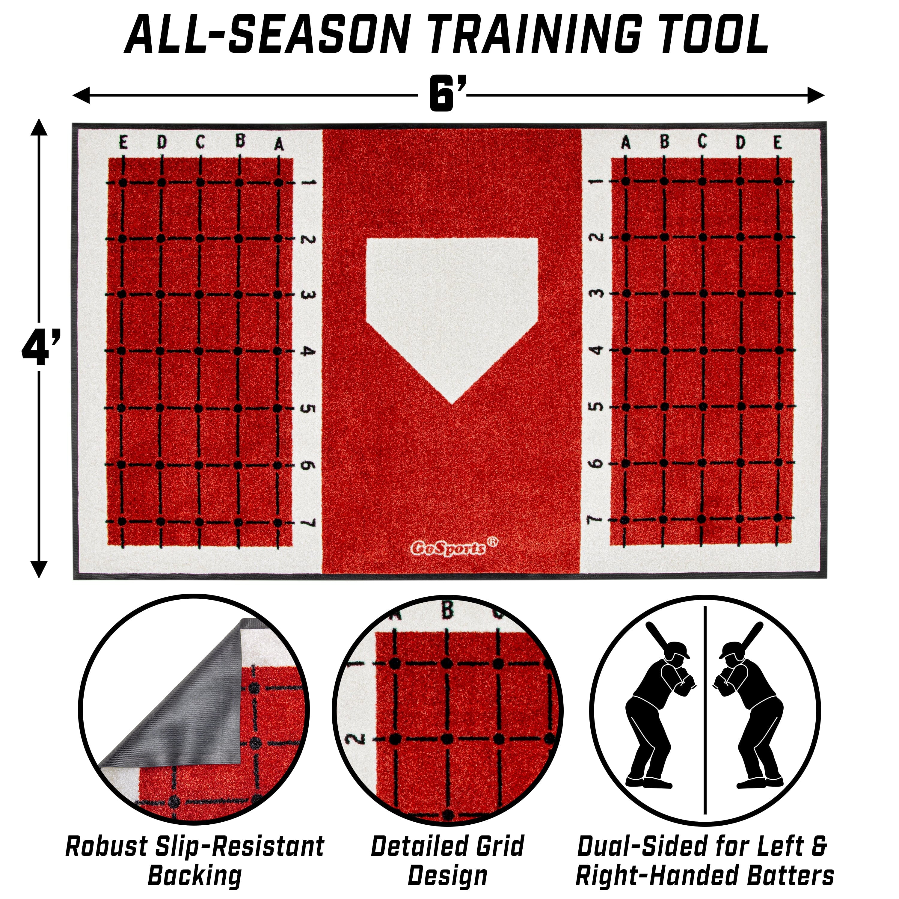 all - season training mat with a red and white background