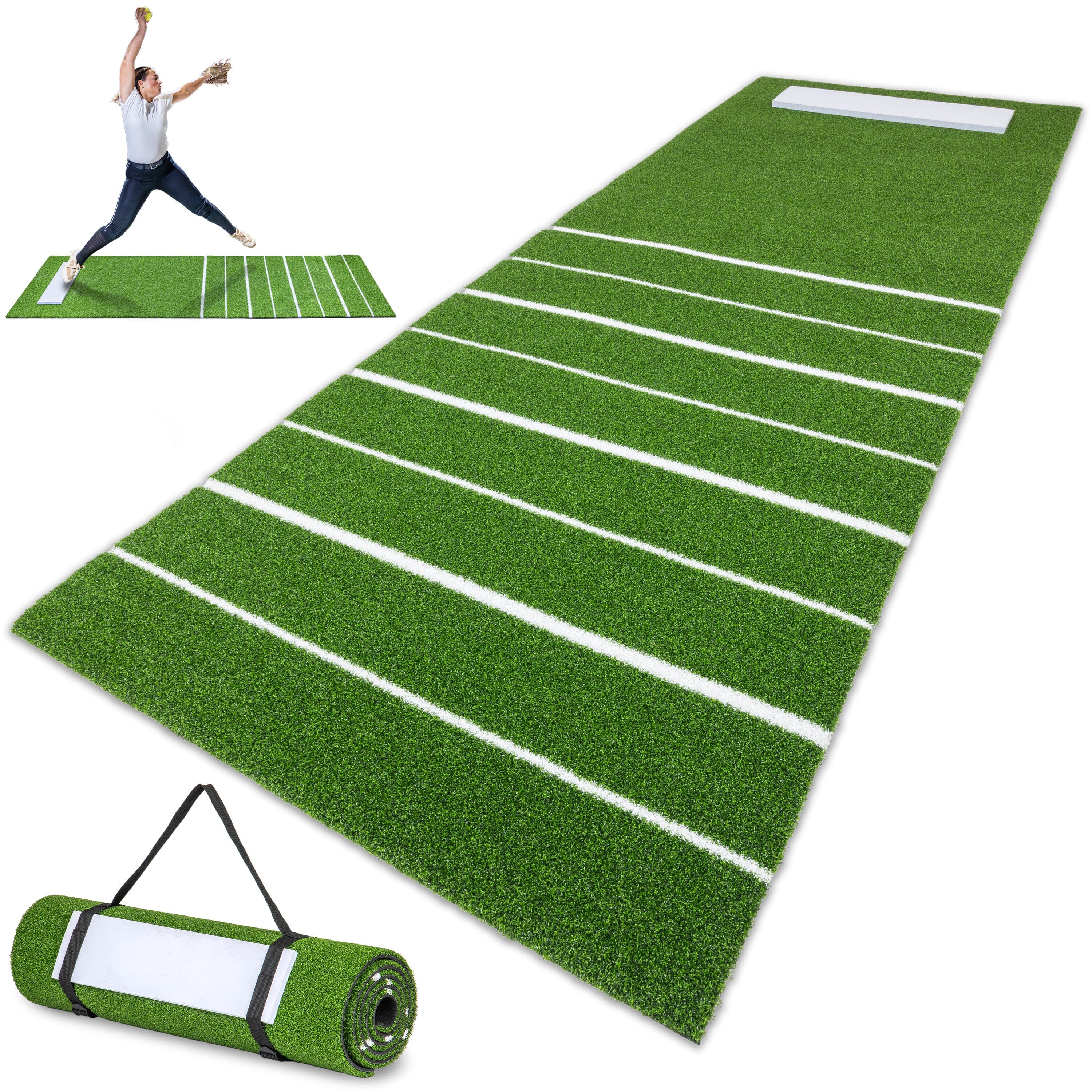 GoSports Softball Pitching Mat with Stride Guide System - Indoor Outdoor Antislip Rubber Backing Baseball Playgosports.com 