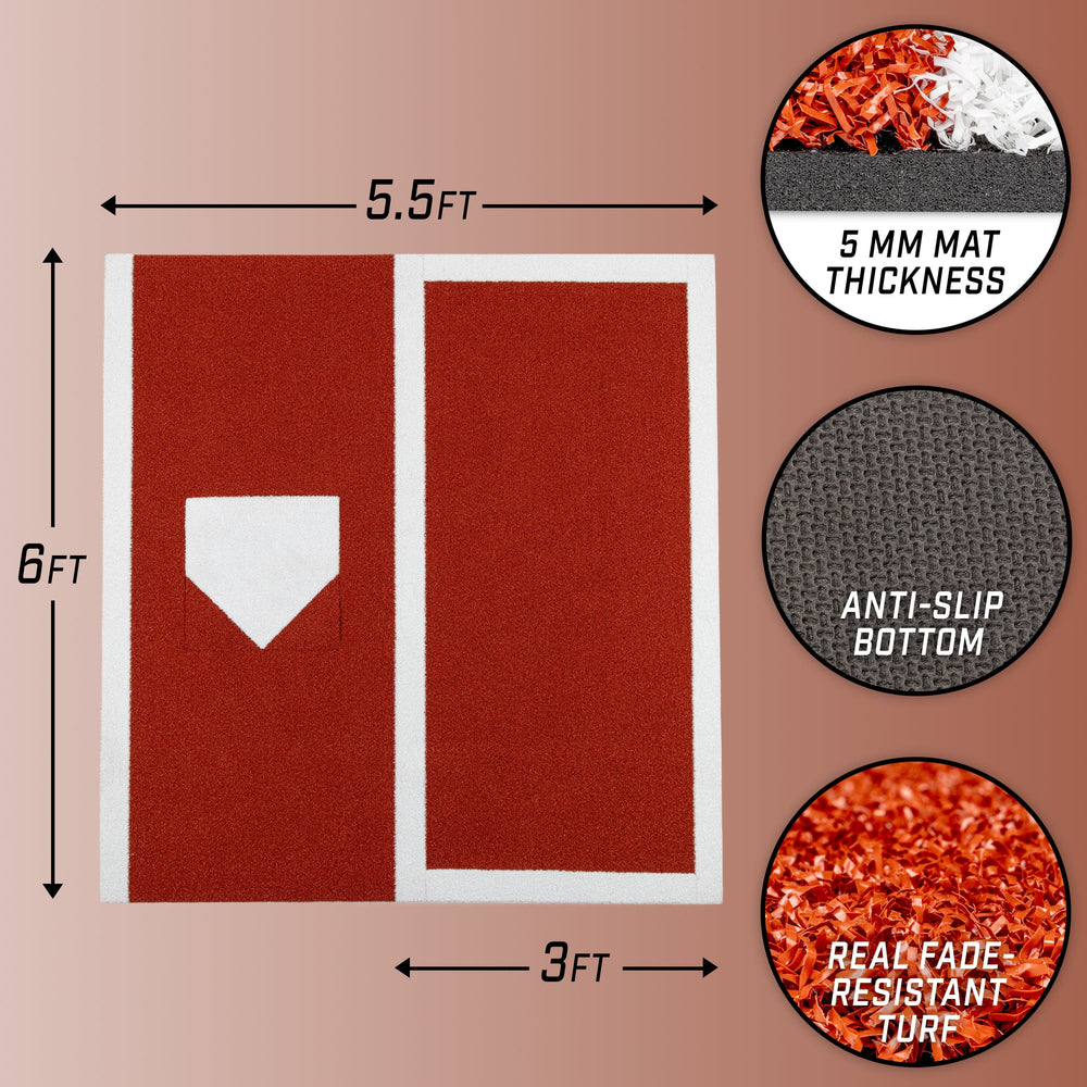 GoSports Baseball / Softball Turf Batting Mat - 6 ft x 5.5 ft Switch H ...