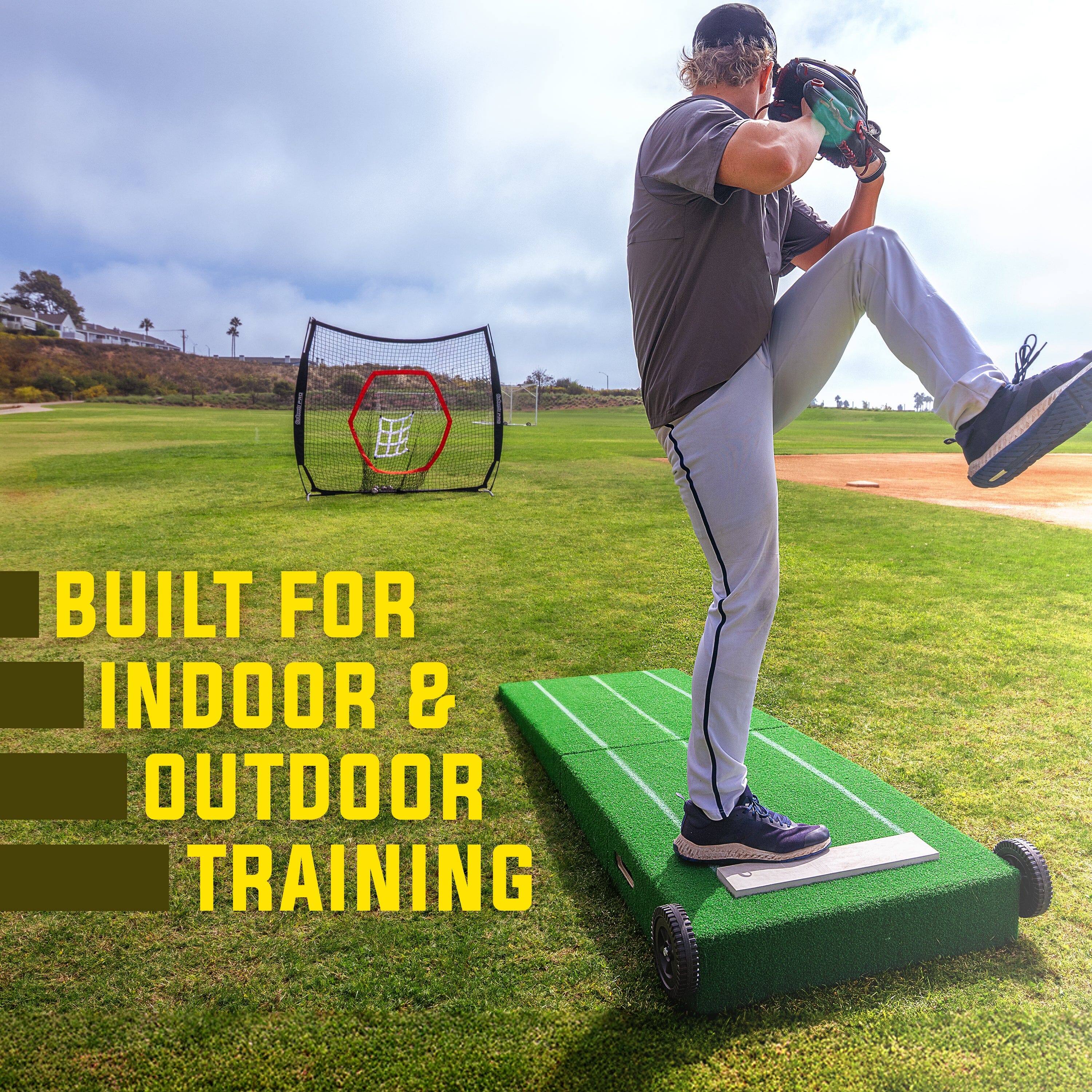 GoSports Portable Baseball Pitching Mound with Stride Lines - 80 x 28 x 6 Inches - Foldable Pitching Mound Baseball Playgosports.com 