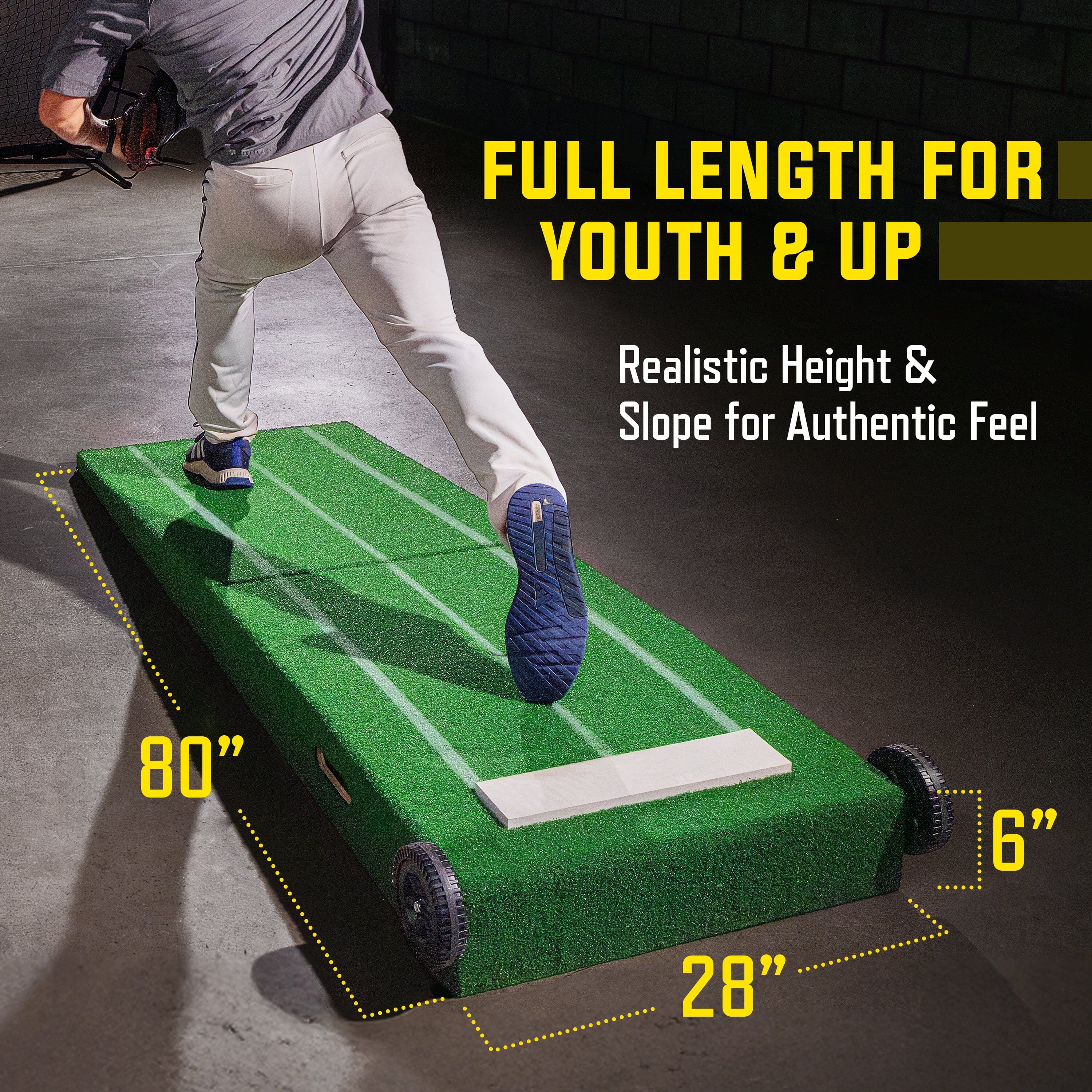 GoSports Portable Baseball Pitching Mound with Stride Lines - 80 x 28 x 6 Inches - Foldable Pitching Mound Baseball Playgosports.com 