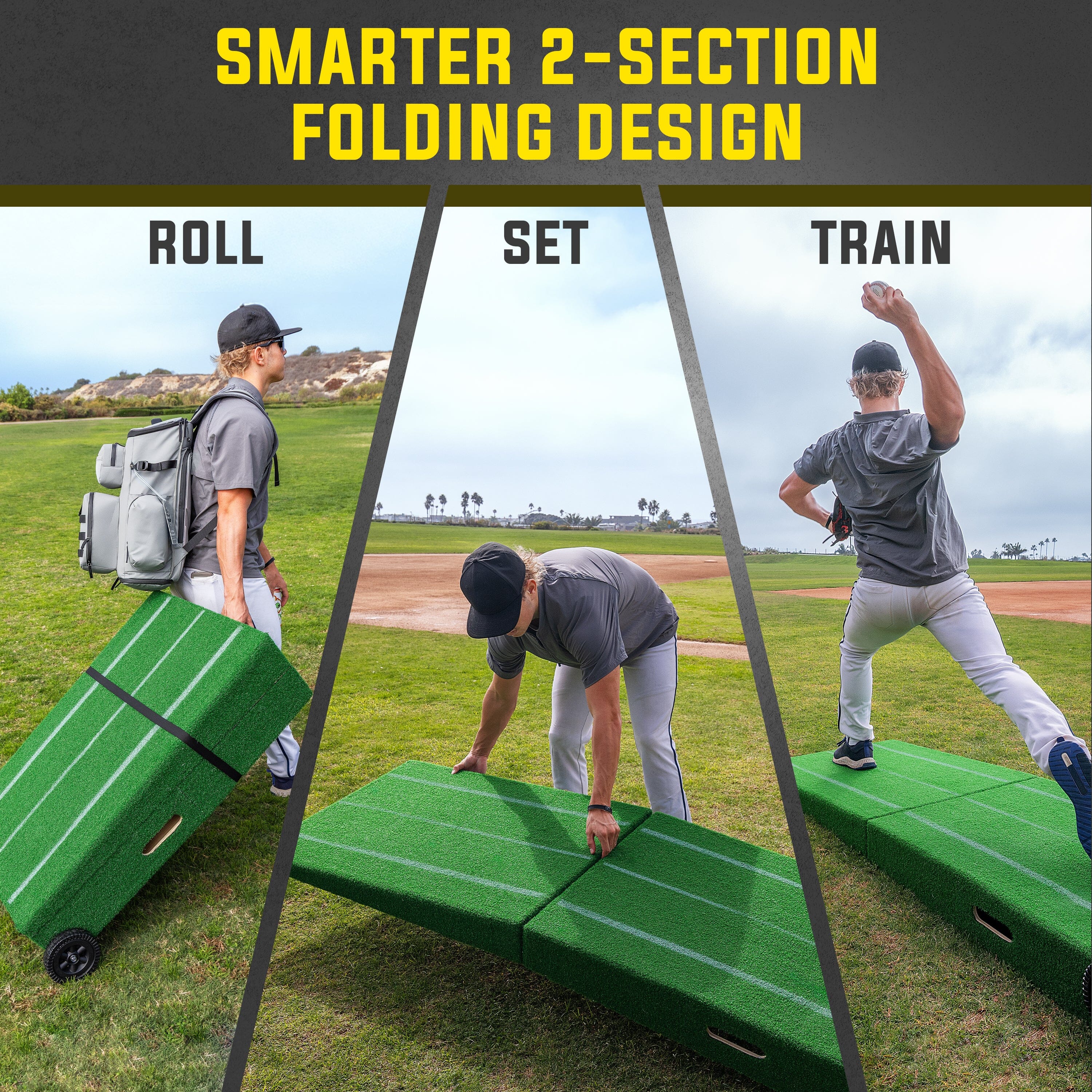GoSports Portable Baseball Pitching Mound with Stride Lines - 80 x 28 x 6 Inches - Foldable Pitching Mound Baseball Playgosports.com 
