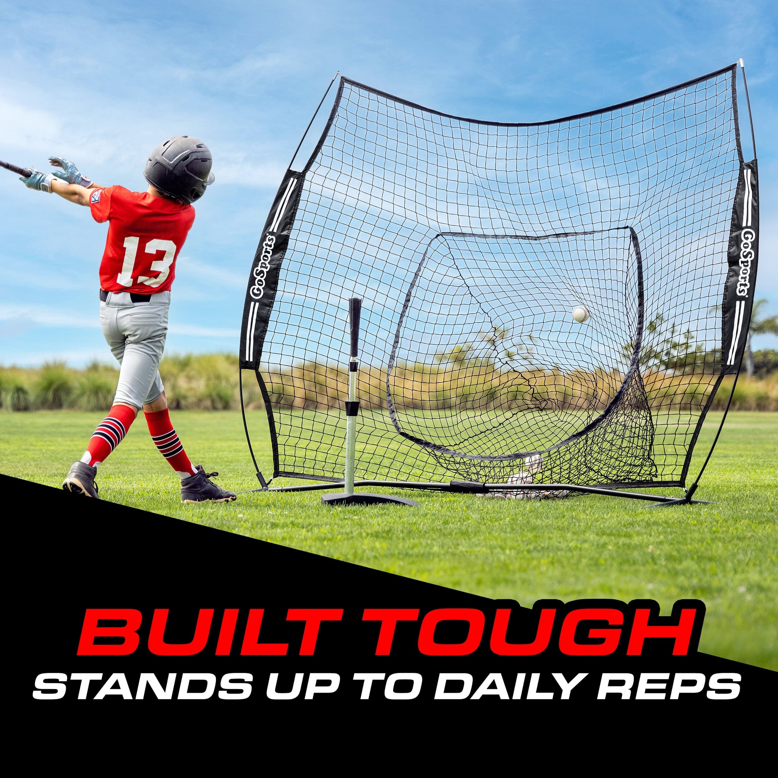 GoSports 6 x 6 ft Youth Baseball & Softball Net - Practice Hitting & Pitching Net with Bow Type Frame, Carry Bag and Strike Zone PlayGoSports.com 