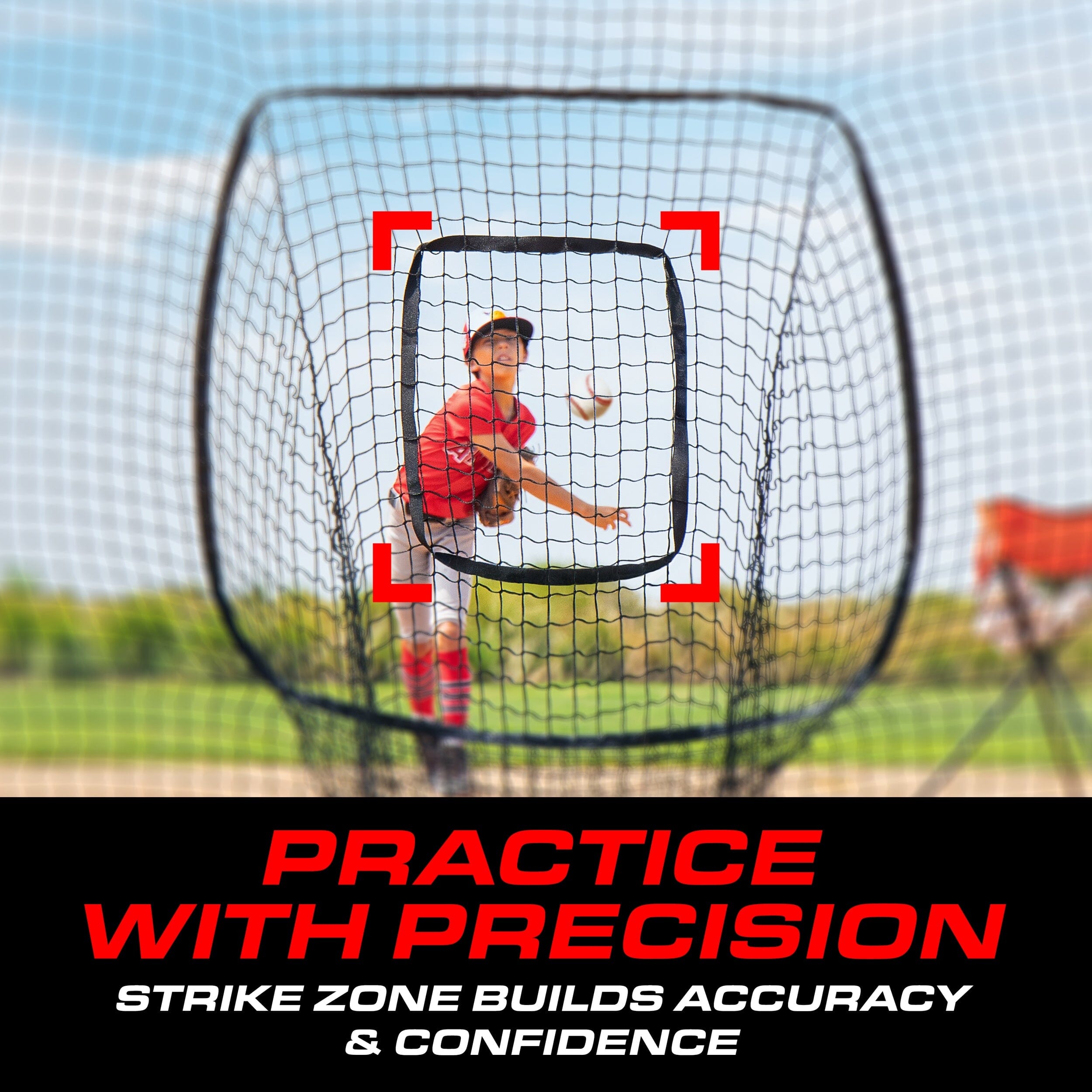 GoSports 6 x 6 ft Youth Baseball & Softball Net - Practice Hitting & Pitching Net with Bow Type Frame, Carry Bag and Strike Zone PlayGoSports.com 