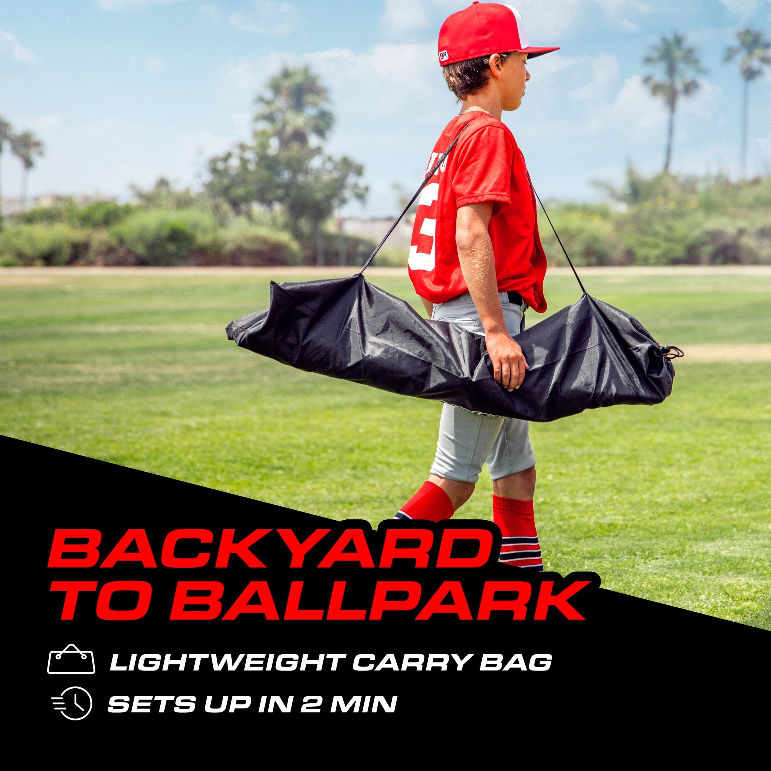 GoSports 6 x 6 ft Youth Baseball & Softball Net - Practice Hitting & Pitching Net with Bow Type Frame, Carry Bag and Strike Zone PlayGoSports.com 