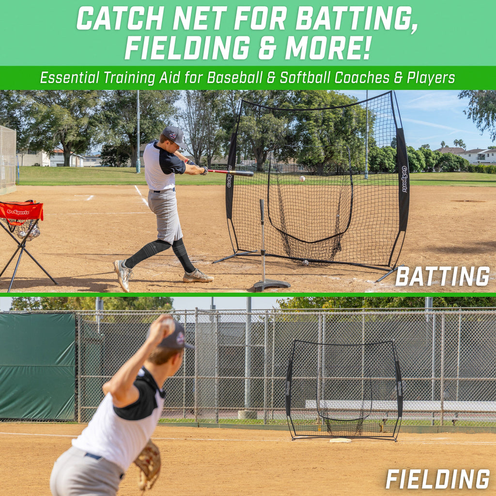 GoSports Team Tone 7 ft x 7 ft Baseball & Softball Practice Hitting & Pitching Net in Team Colors - Black GoSports 