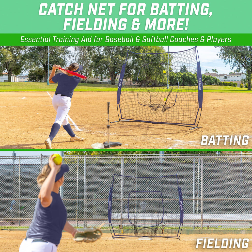 GoSports Team Tone 7 ft x 7 ft Baseball & Softball Practice Hitting & Pitching Net in Team Colors - Navy GoSports 