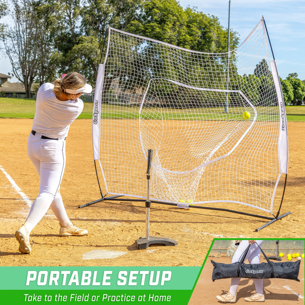 GoSports Team Tone 7 ft x 7 ft Baseball & Softball Practice Hitting & Pitching Net in Team Colors - White GoSports 