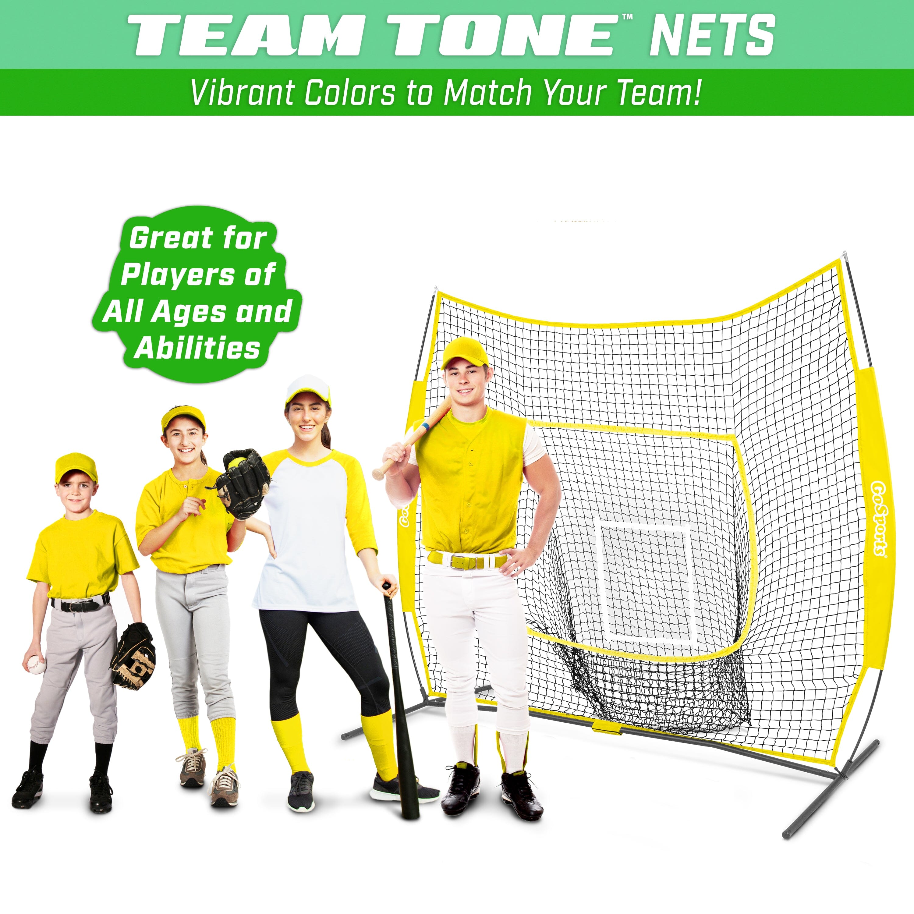 a group of people in yellow shirts and baseball uniforms