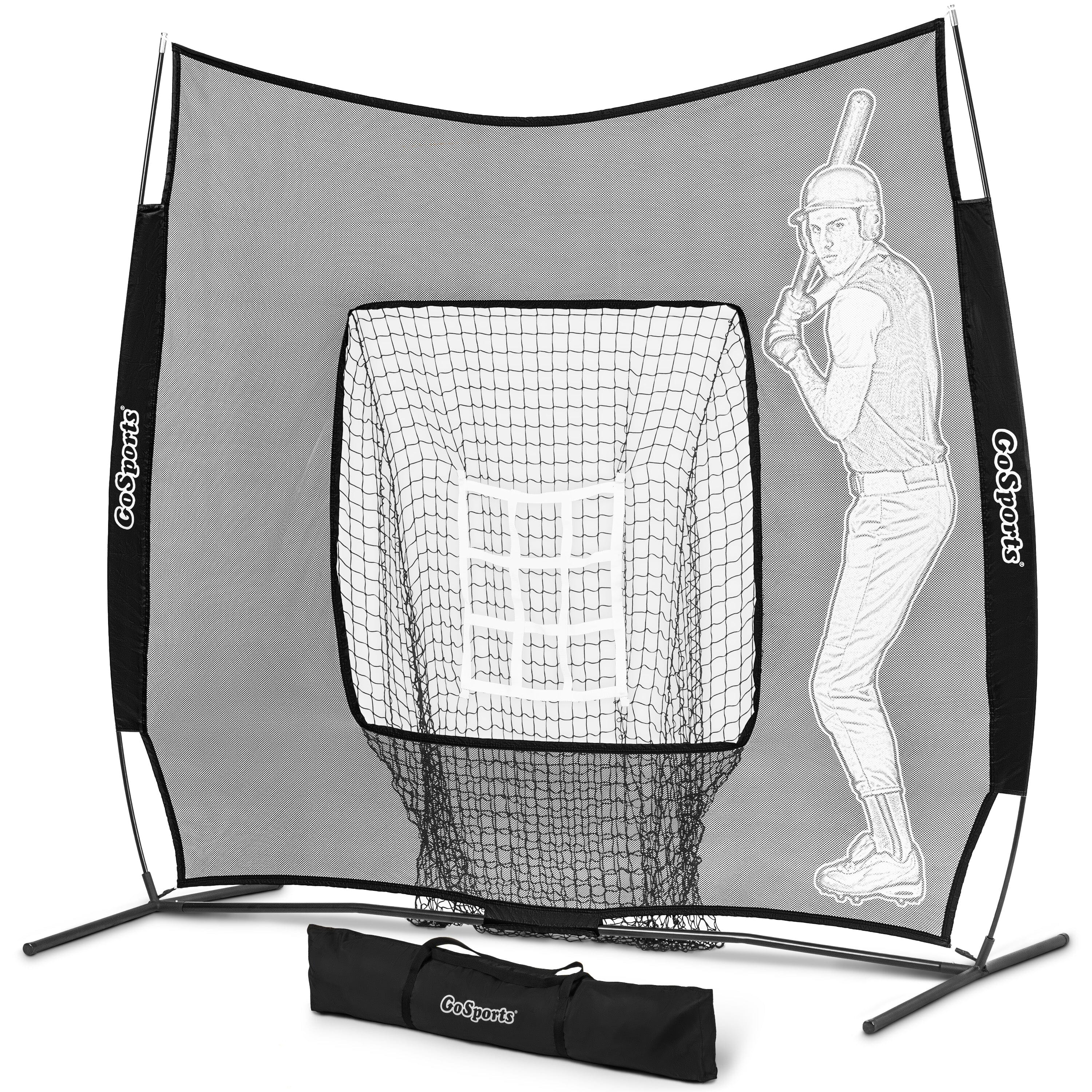 GoSports 7 x 7 ft Advanced Baseball & Softball Net with Xtraman Batter - Portable Hitting & Pitching Practice Net Baseball Playgosports.com 