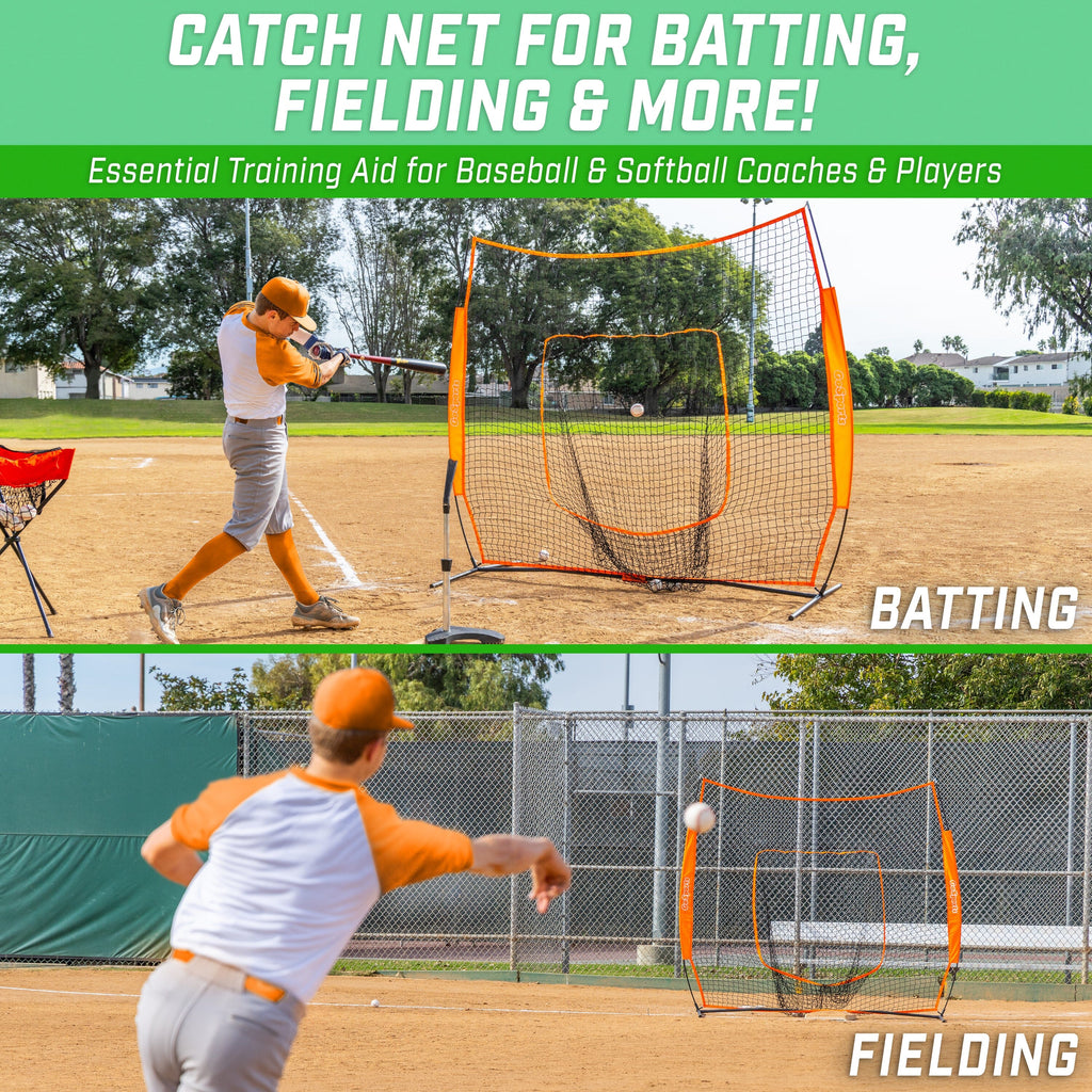GoSports Team Tone 7 ft x 7 ft Baseball & Softball Practice Hitting & Pitching Net in Team Colors - Orange GoSports 