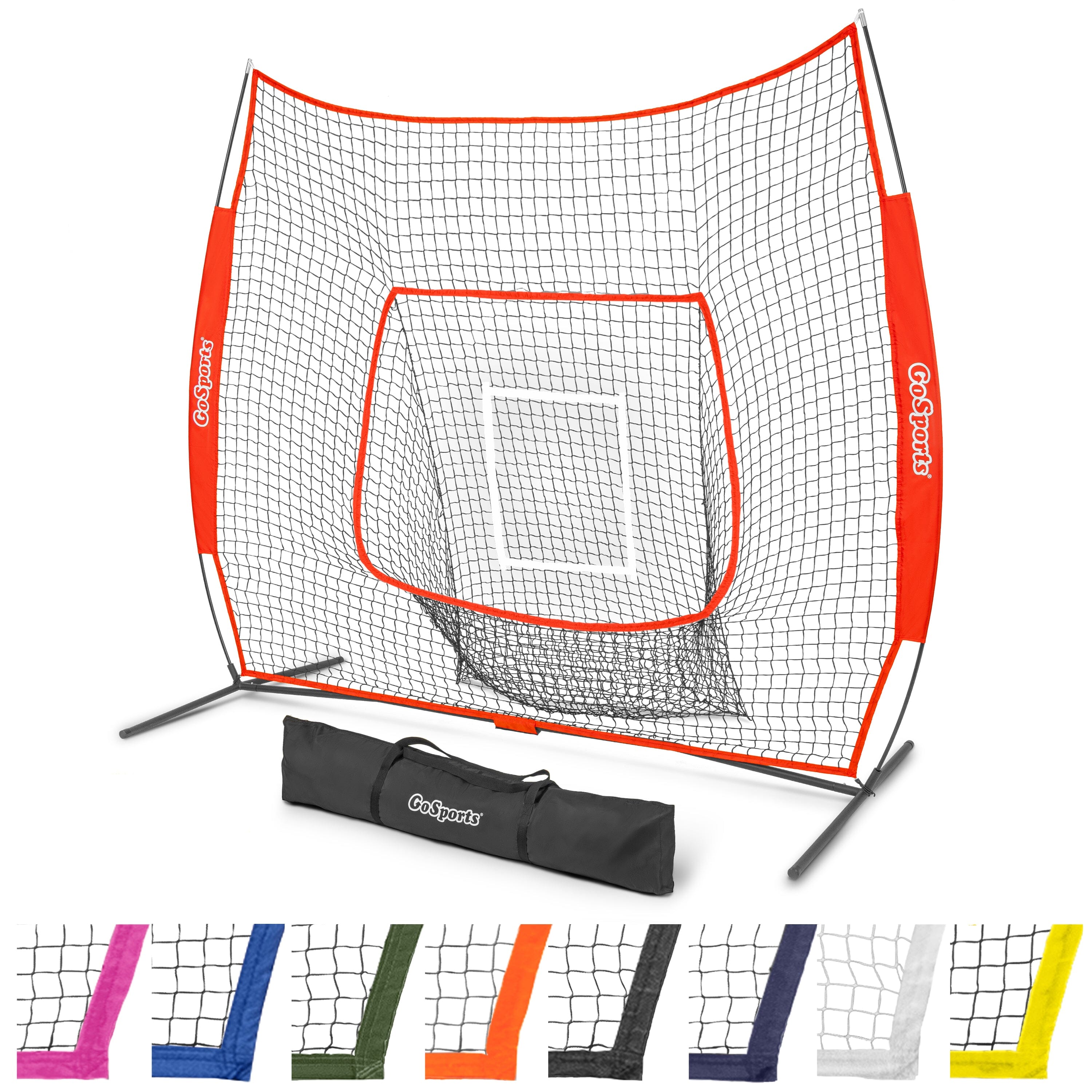 the goal set includes a net, a ball and a bag