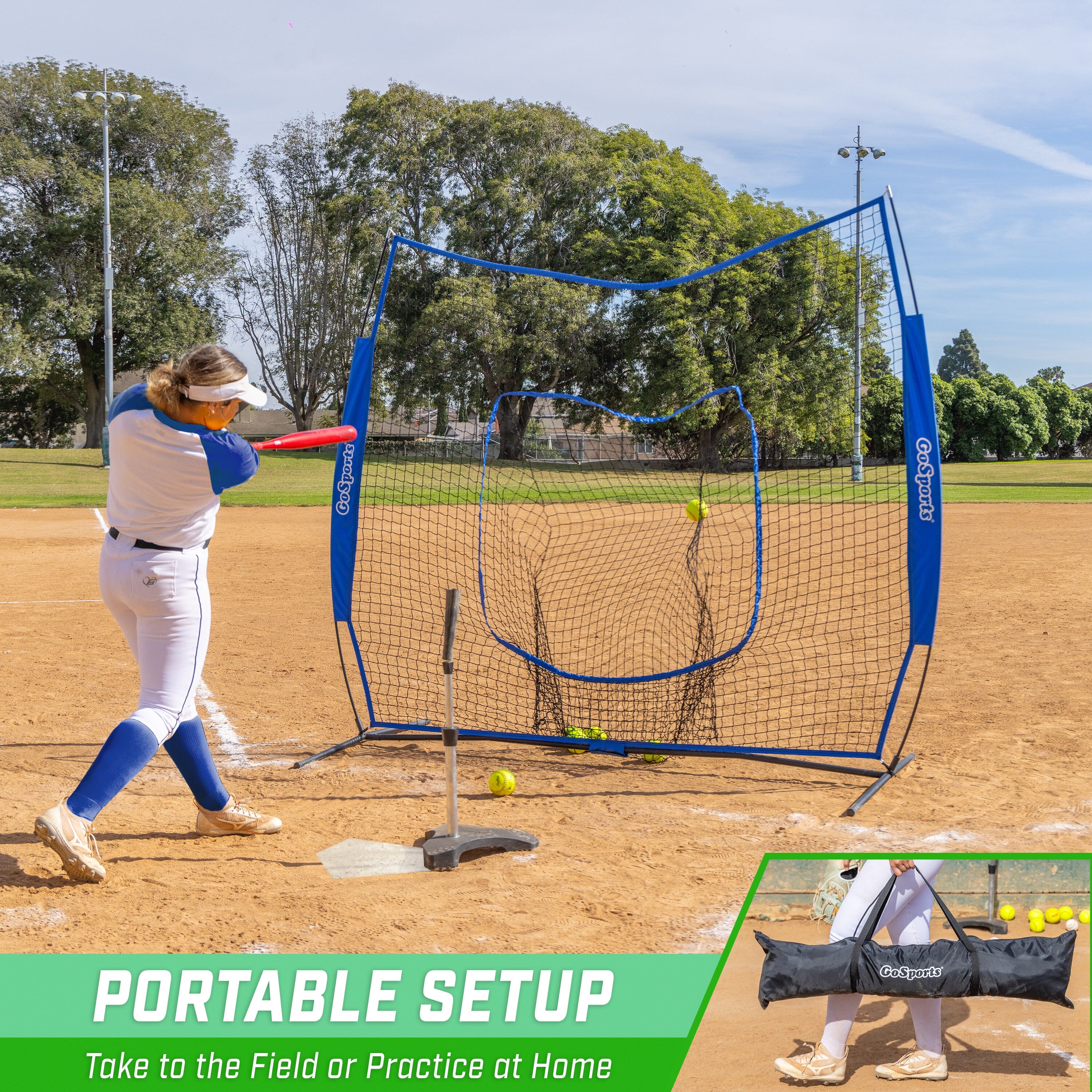 a woman is swinging a bat at a baseball game