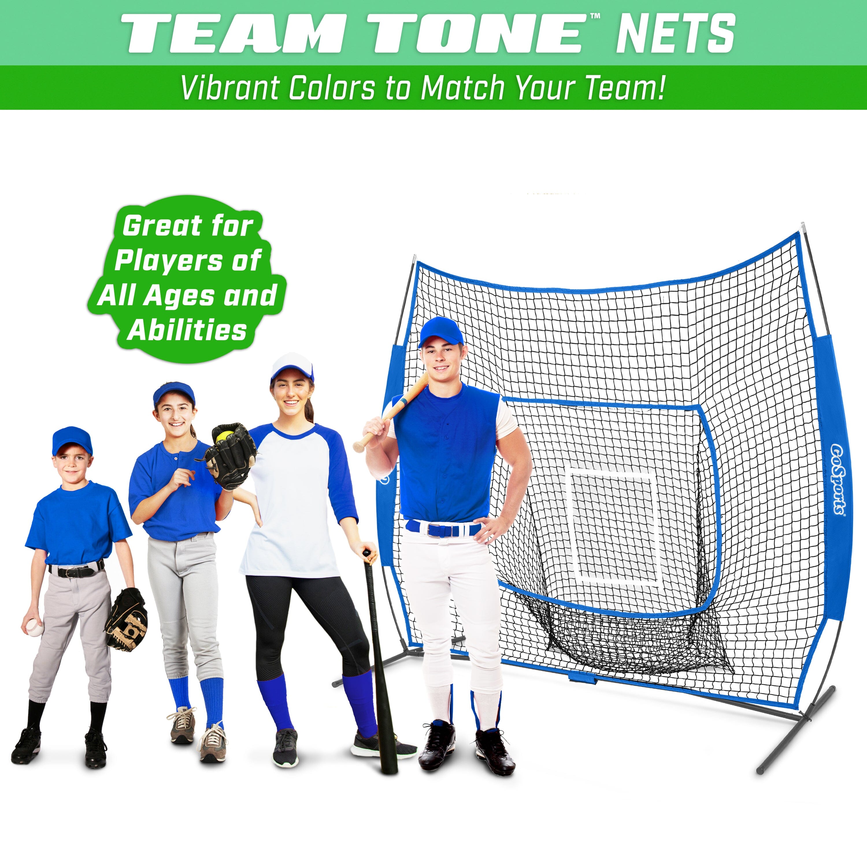 a group of kids in baseball gear with the text team one net