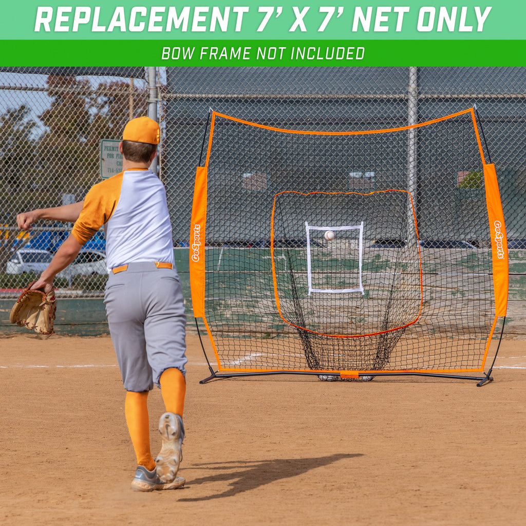 GoSports Team Tone Replacement 7 ft x 7 ft Baseball/Softball Net - Compatible with GoSports Brand 7 ft x 7 ft Baseball Net - Frame Not Included - Orange GoSports 