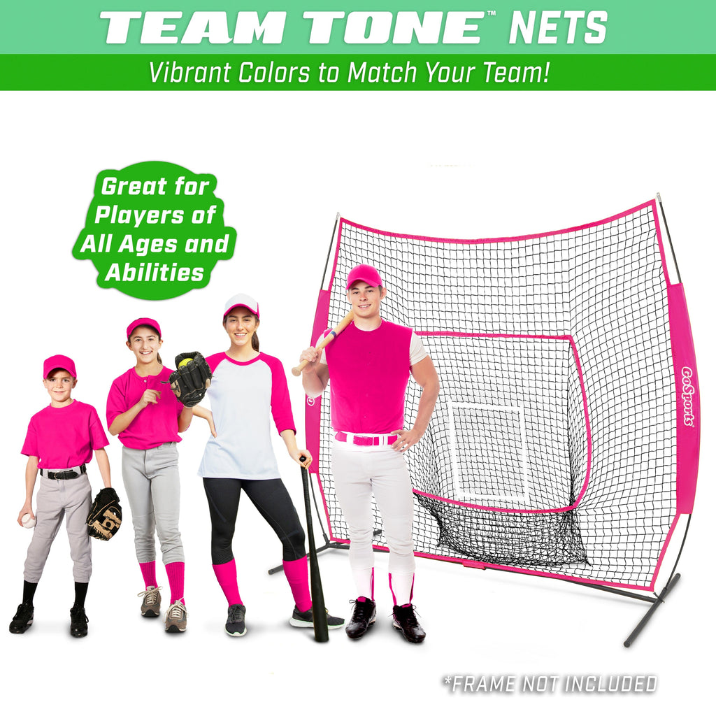 GoSports Team Tone Replacement 7 ft x 7 ft Baseball/Softball Net - Compatible with GoSports Brand 7 ft x 7 ft Baseball Net - Frame Not Included - Pink GoSports 