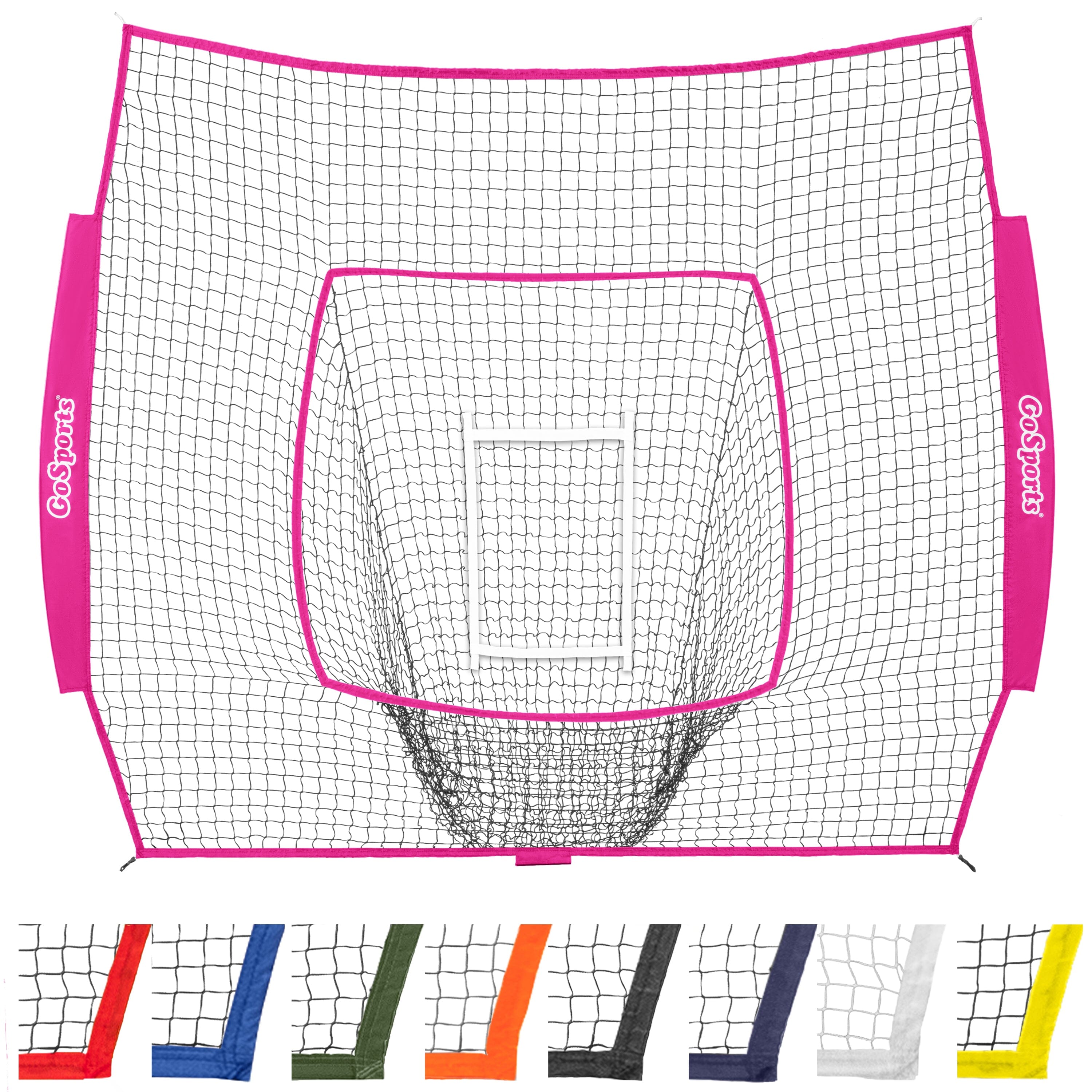 the soccer goal net with a pink net