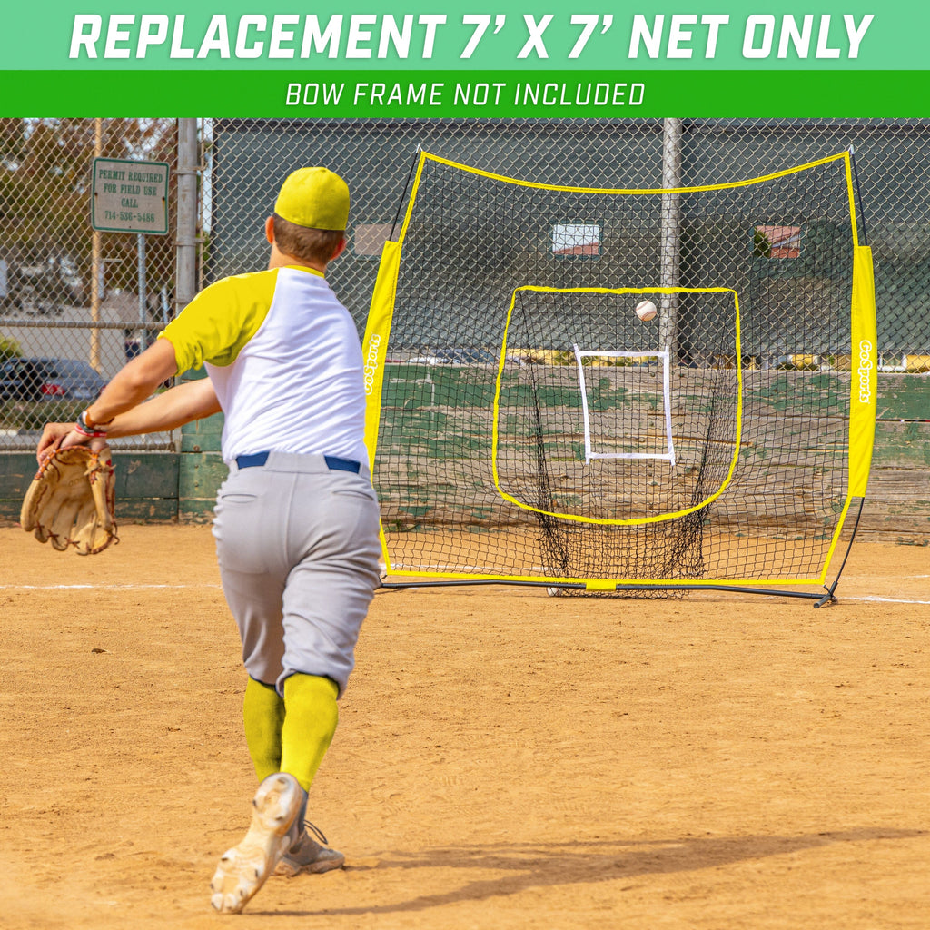 GoSports Team Tone Replacement 7 ft x 7 ft Baseball/Softball Net - Compatible with GoSports Brand 7 ft x 7 ft Baseball Net - Frame Not Included - Yellow GoSports 