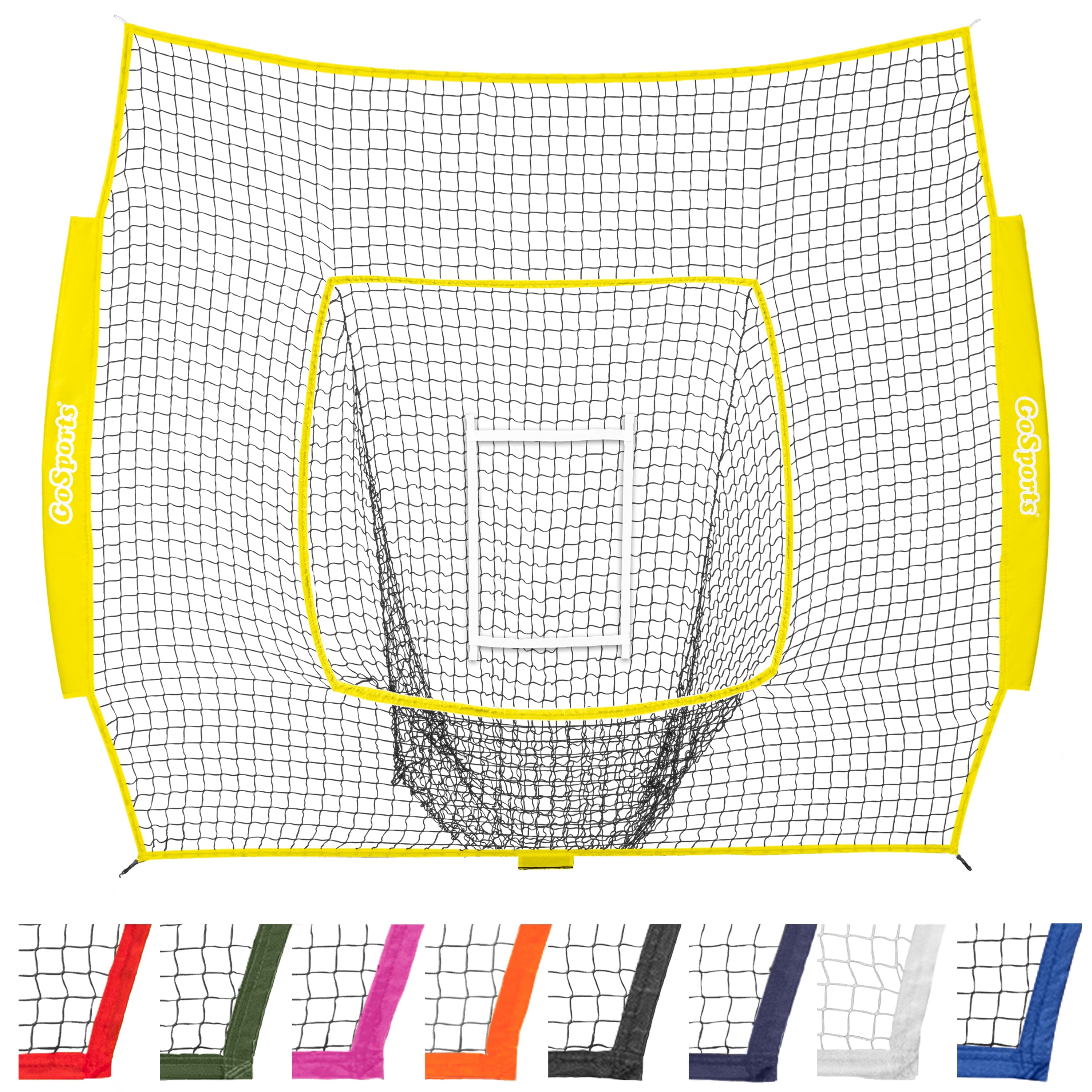 the goal net with a yellow border