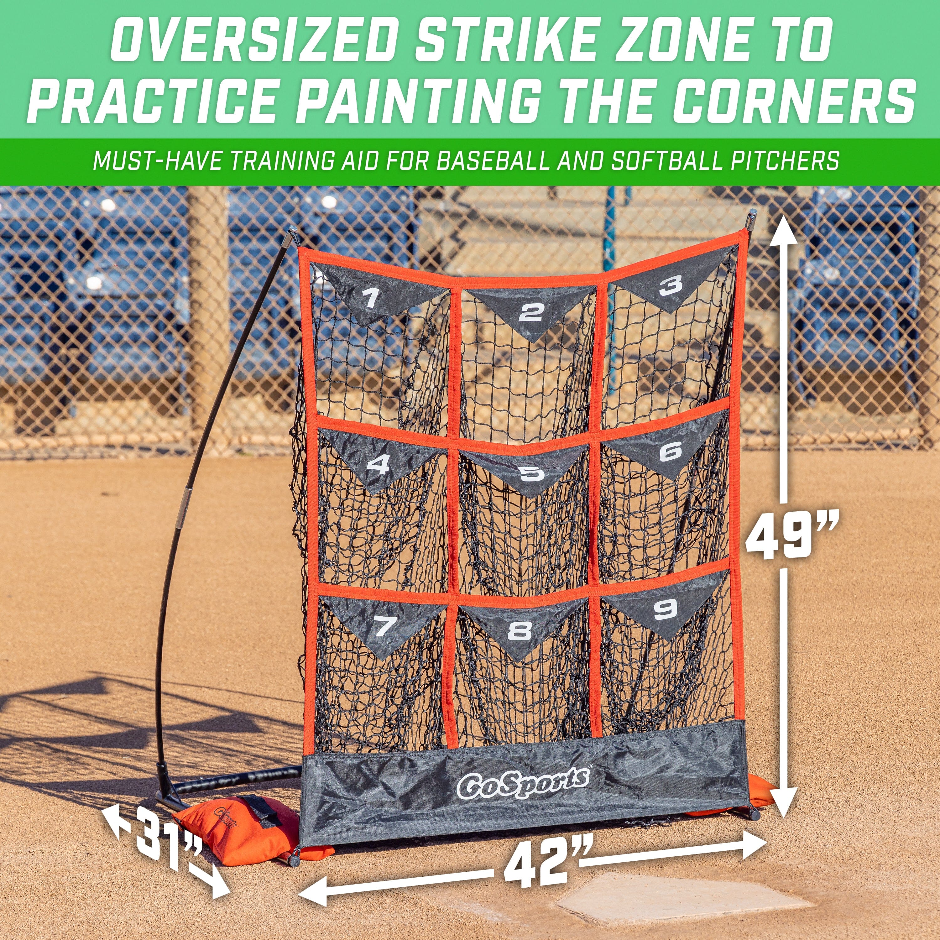 GoSports 9 Pocket Baseball and Softball Pitching Strike Zone Target Net Baseball GoSports 
