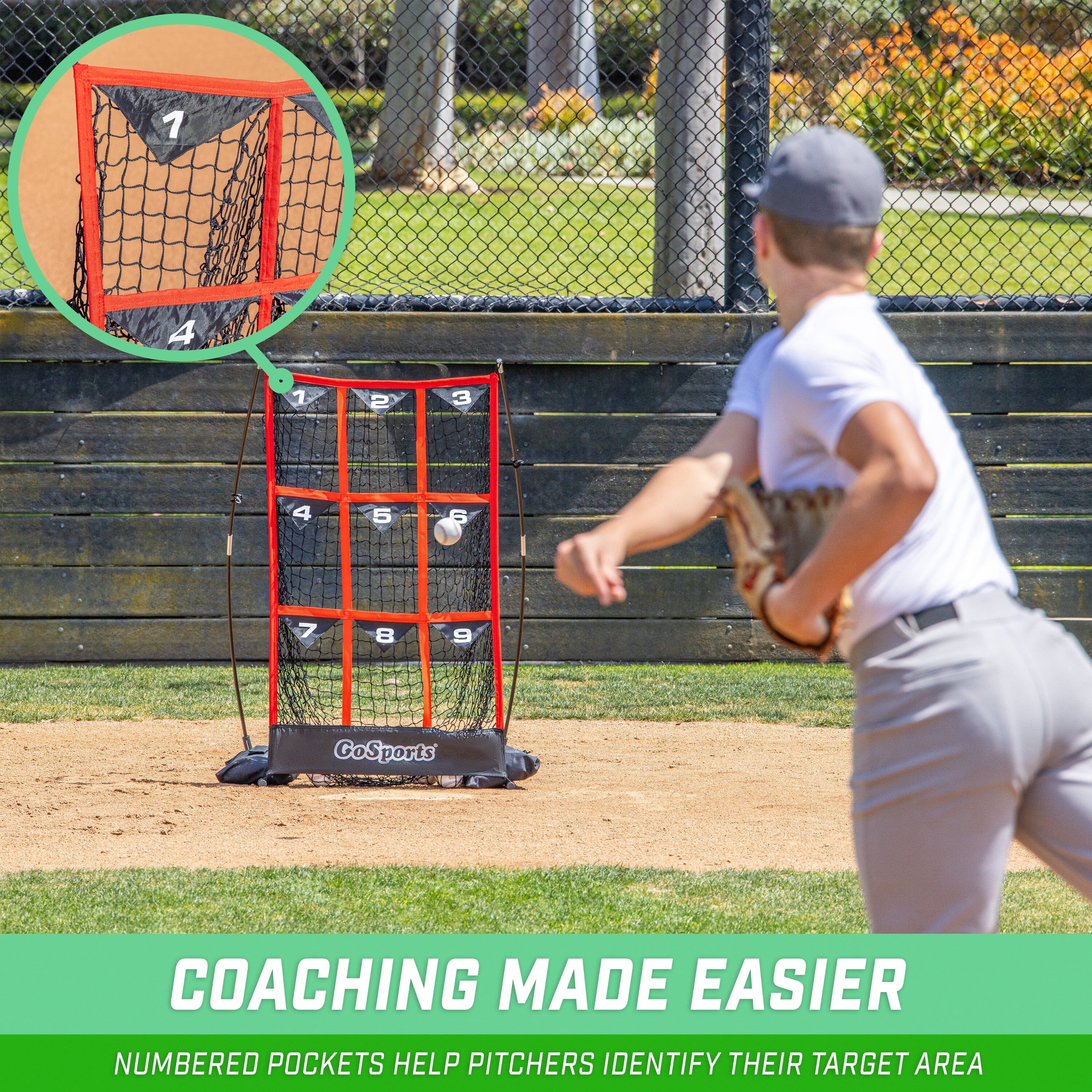 a young boy throwing a ball towards a net with the number highlighted