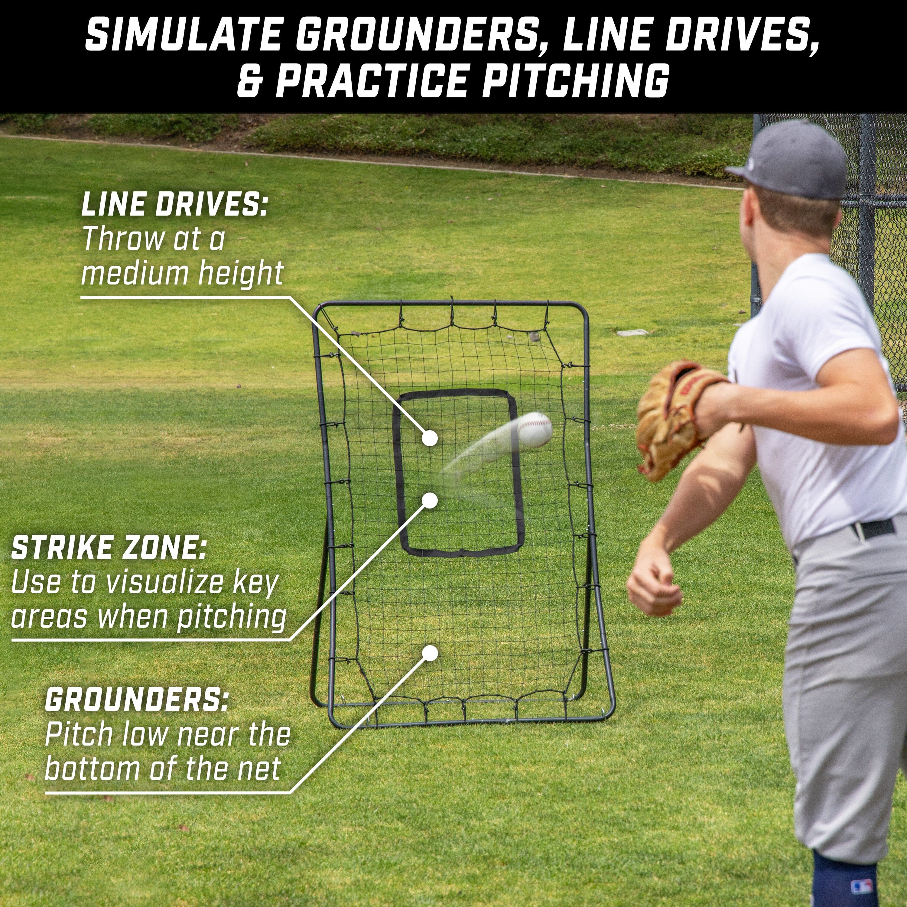 a baseball pitching device with a baseball glove and glove