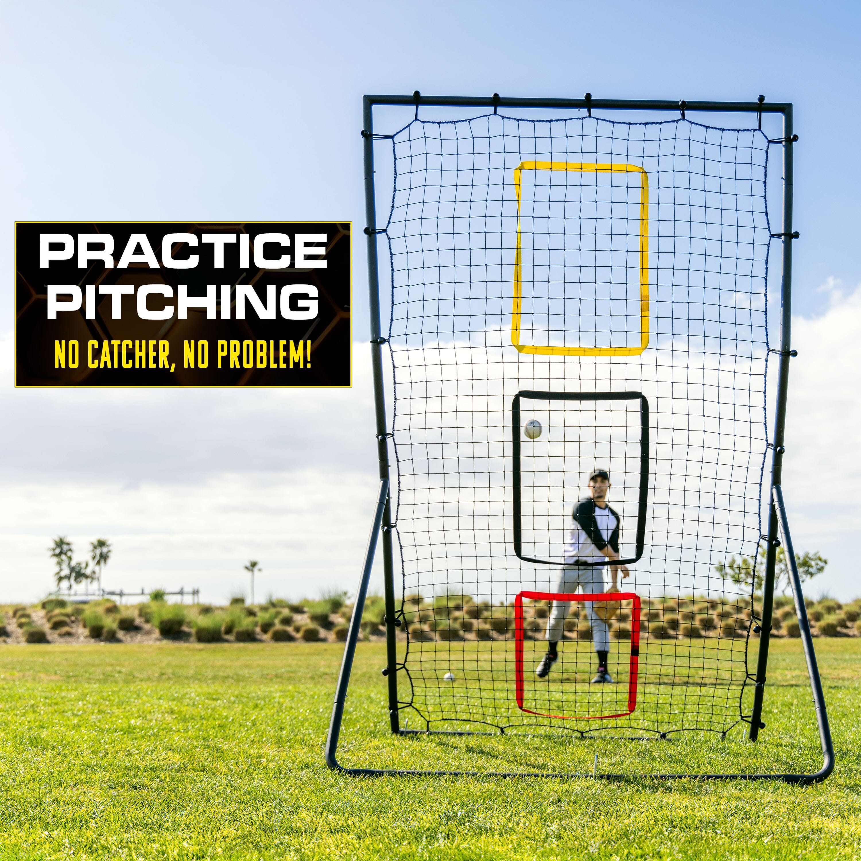 GoSports 6 x 4 ft Baseball & Softball Pitching and Fielding Rebounder - Pitch Back Net with 3 Target Zones GoSports 