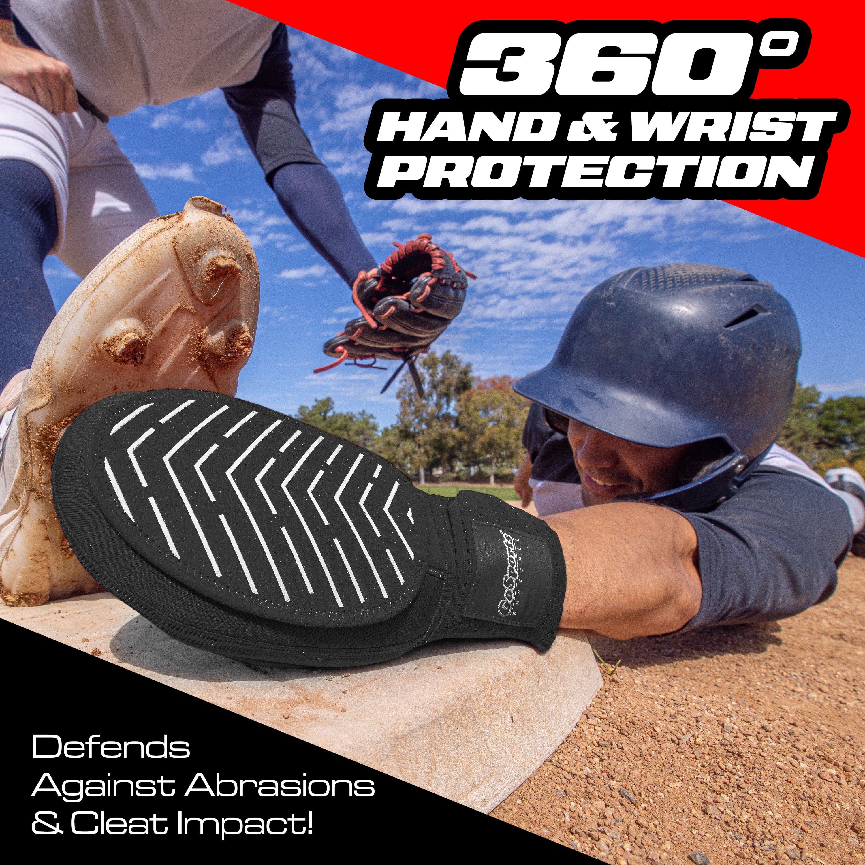 GoSports Sliding Mitts for Baseball & Softball - Youth Size - Right & Left Hand Protective Base Running Gloves, Black GoSports 