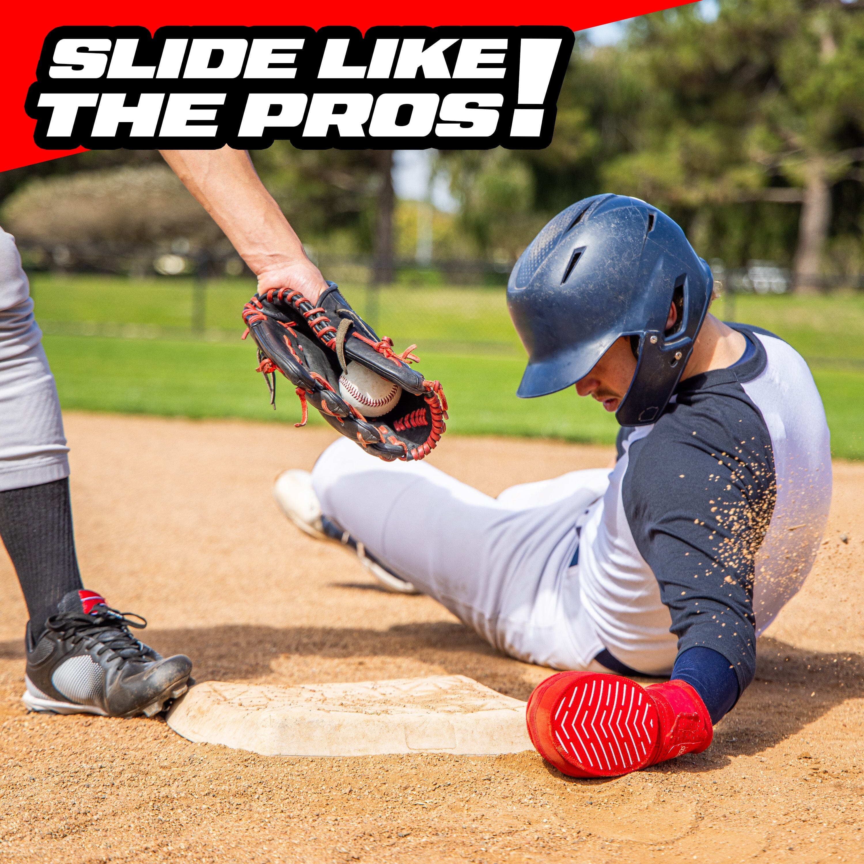 GoSports Sliding Mitt for Baseball & Softball - Adult Size - Right & Left Hand Protective Base Running Gloves, Red GoSports 