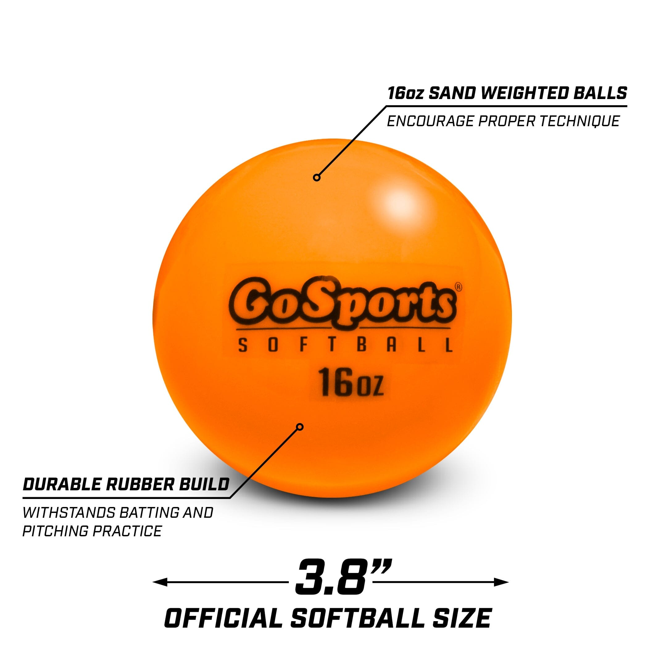 GoSports 3.82" Weighted Training Softballs - 6-Pack Baseball GoSports 