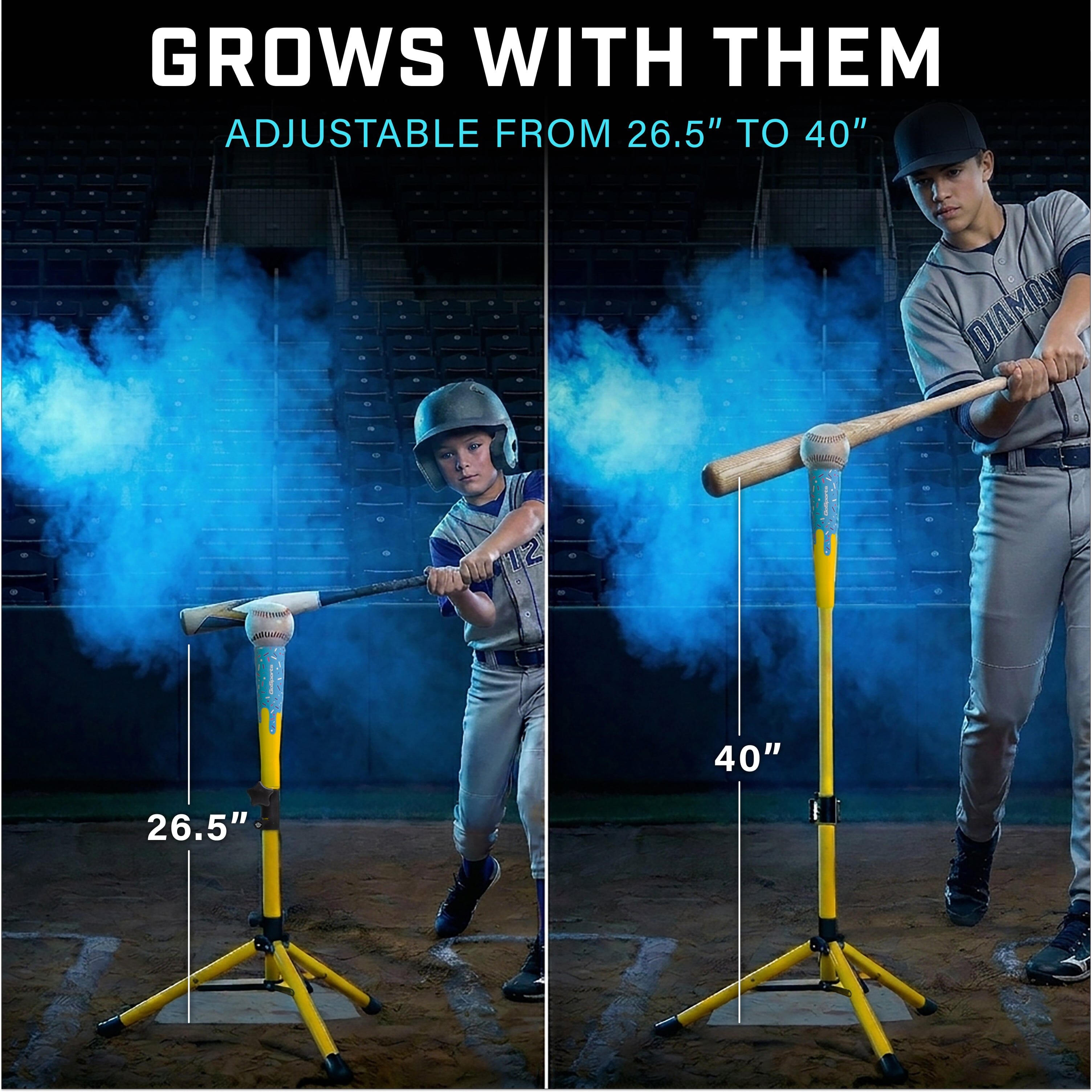 GoSports Baseball & Softball Drip Batting Tee - Adjustable (26.5" - 40") Tripod Hitting Tee with Weighted Steel Base for All Ages - Tball Practice Accessory and Baseball Training Equipment PlayGoSports.com 