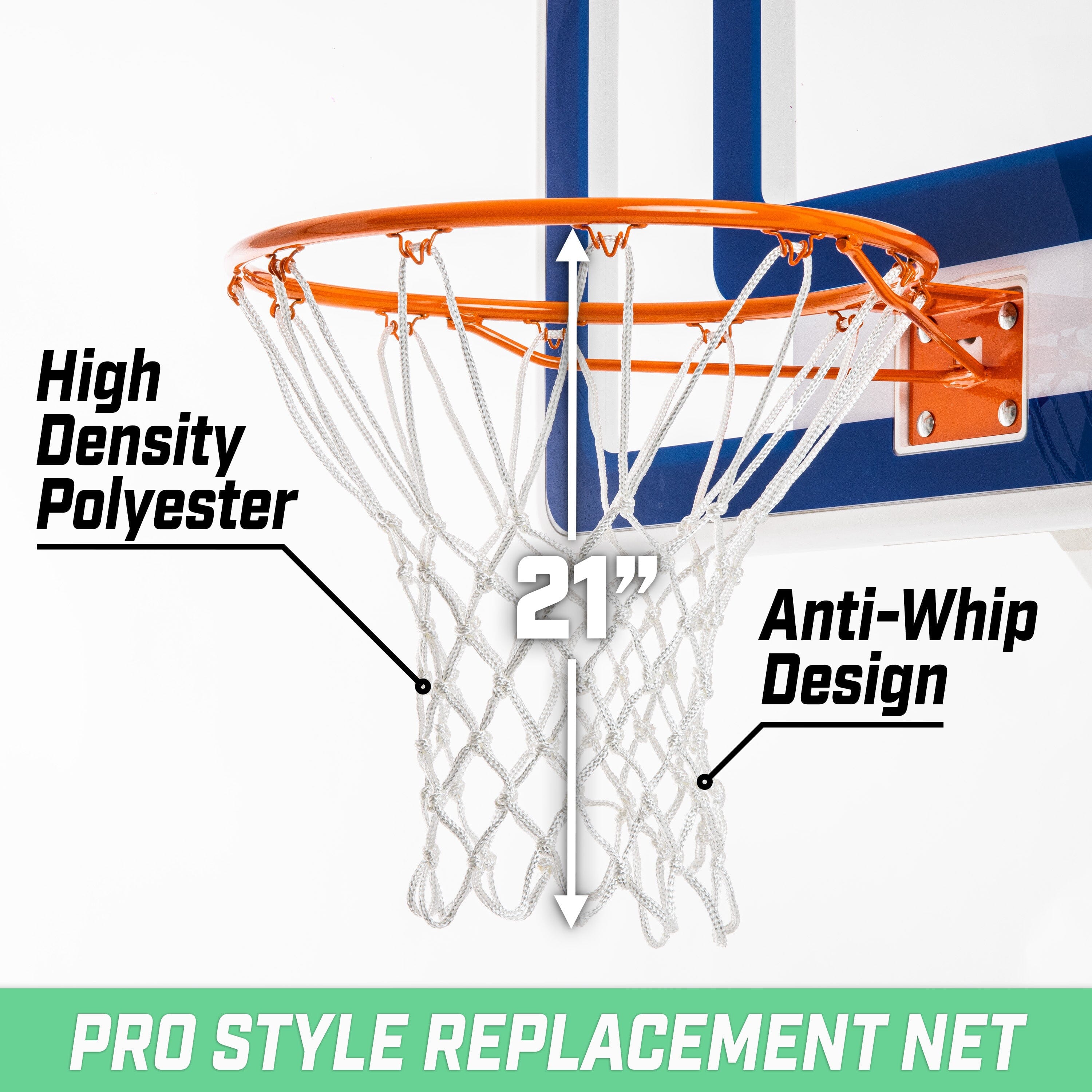 a basketball hoop with the words, ' high poly ' and ' poly replacement net