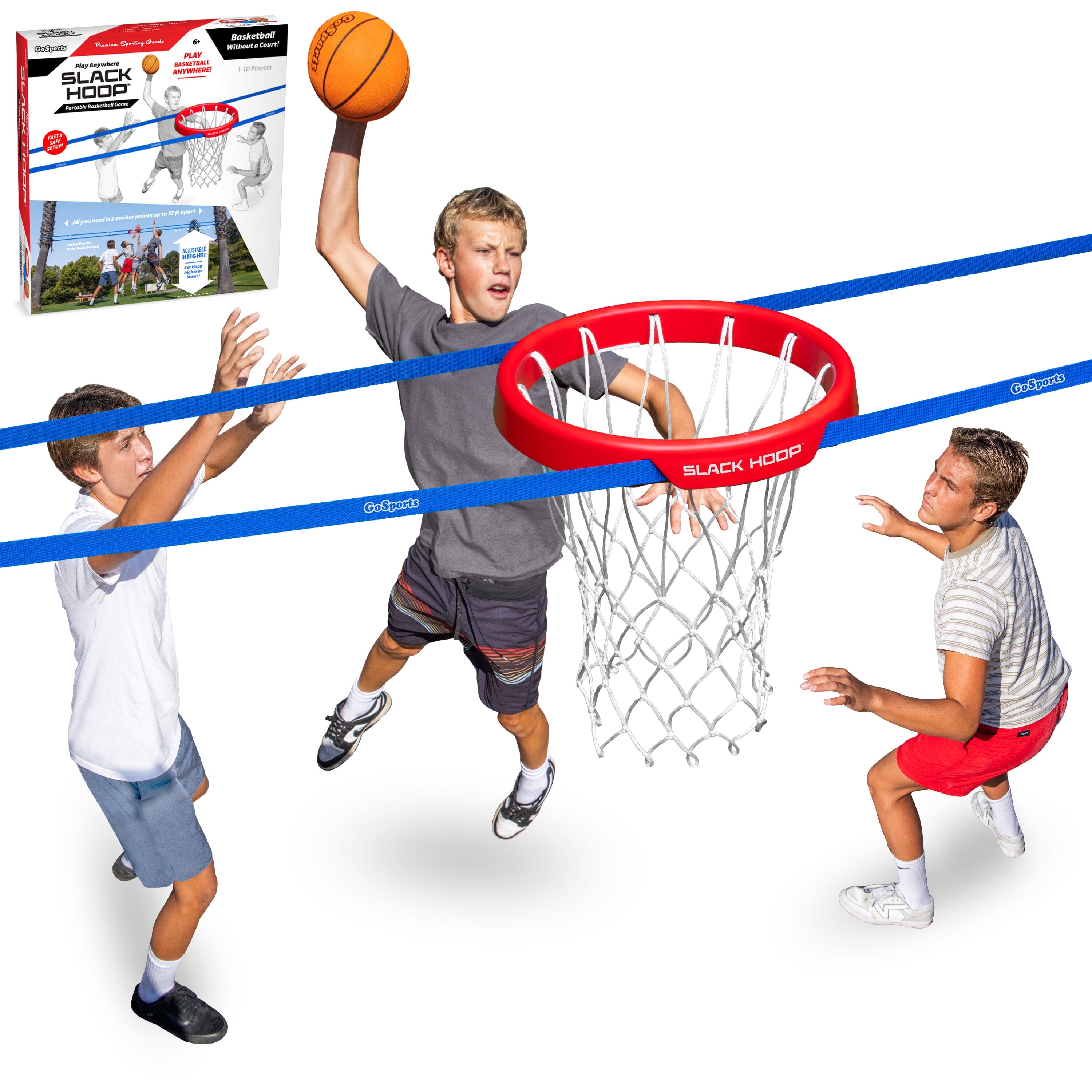 GoSports Slack Hoop Portable Basketball Game for Kids & Teens - Adjustable Height Outdoor Lawn, Beach, & Yard Game - Basketball Without a Court GoSports 