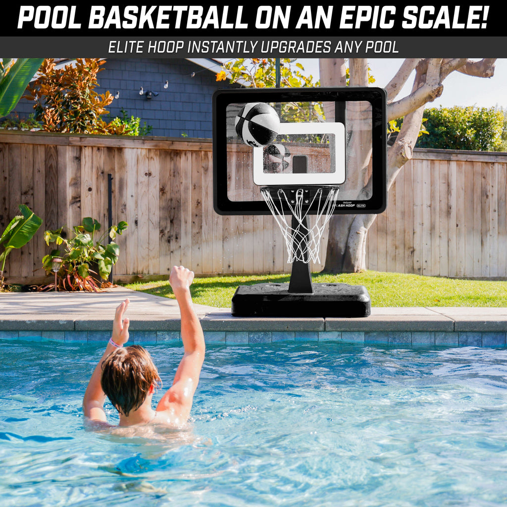 GoSports Splash Hoop ELITE Pool Hoop Basketball Game with Water Weighted Base, Adjustable Height, Regulation Steel Rim and 2 Pool Basketballs - Black GoSports 