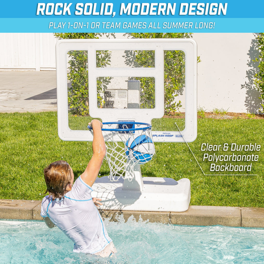 GoSports Splash Hoop ELITE Pool Hoop Basketball Game with Water Weighted Base, Adjustable Height, Regulation Steel Rim and 2 Pool Basketballs GoSports 