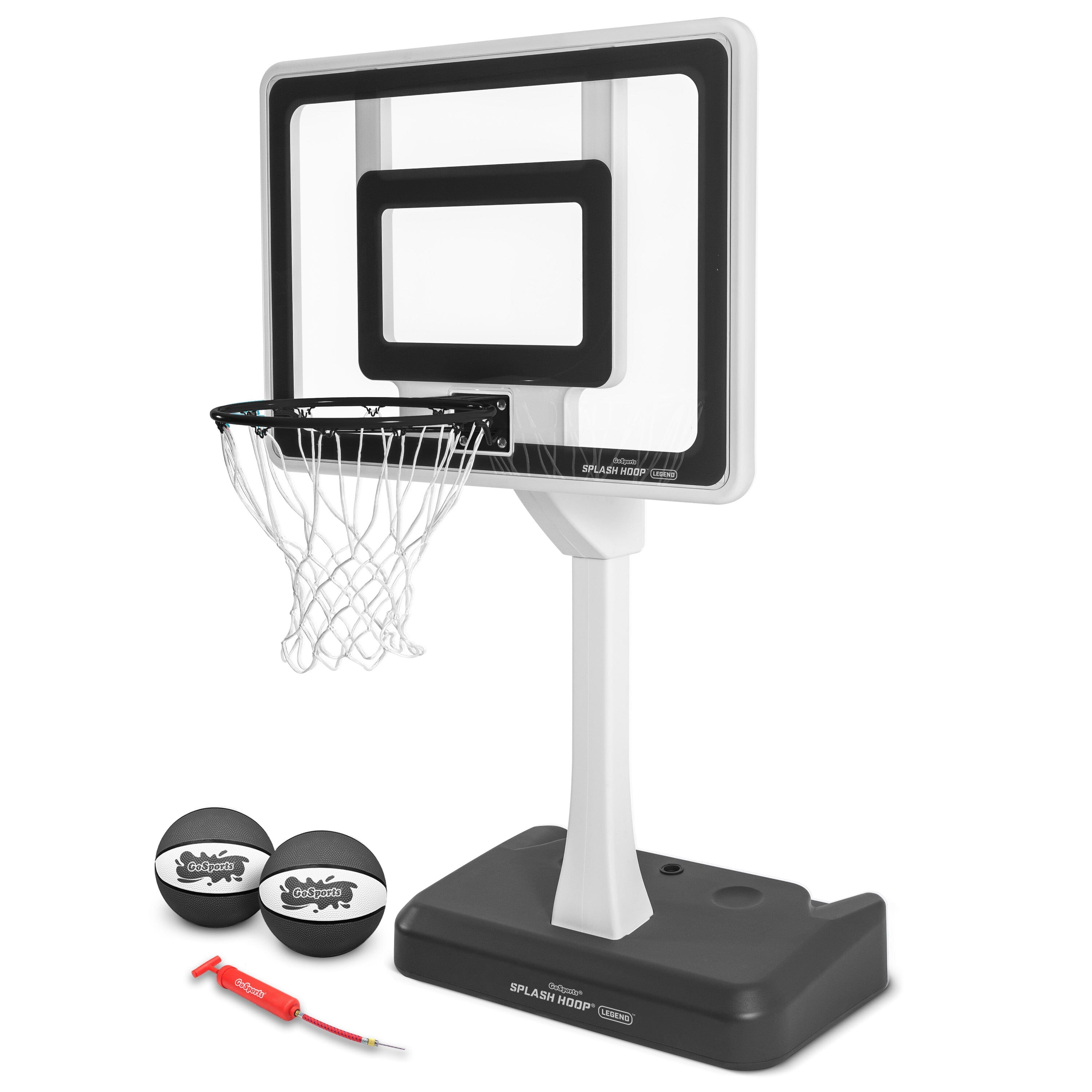 GoSports Splash Hoop LEGEND Pool Basketball Hoop Game with Water Weighted Base, Adjustable Height, and Regulation Steel Rim - Black GoSports 