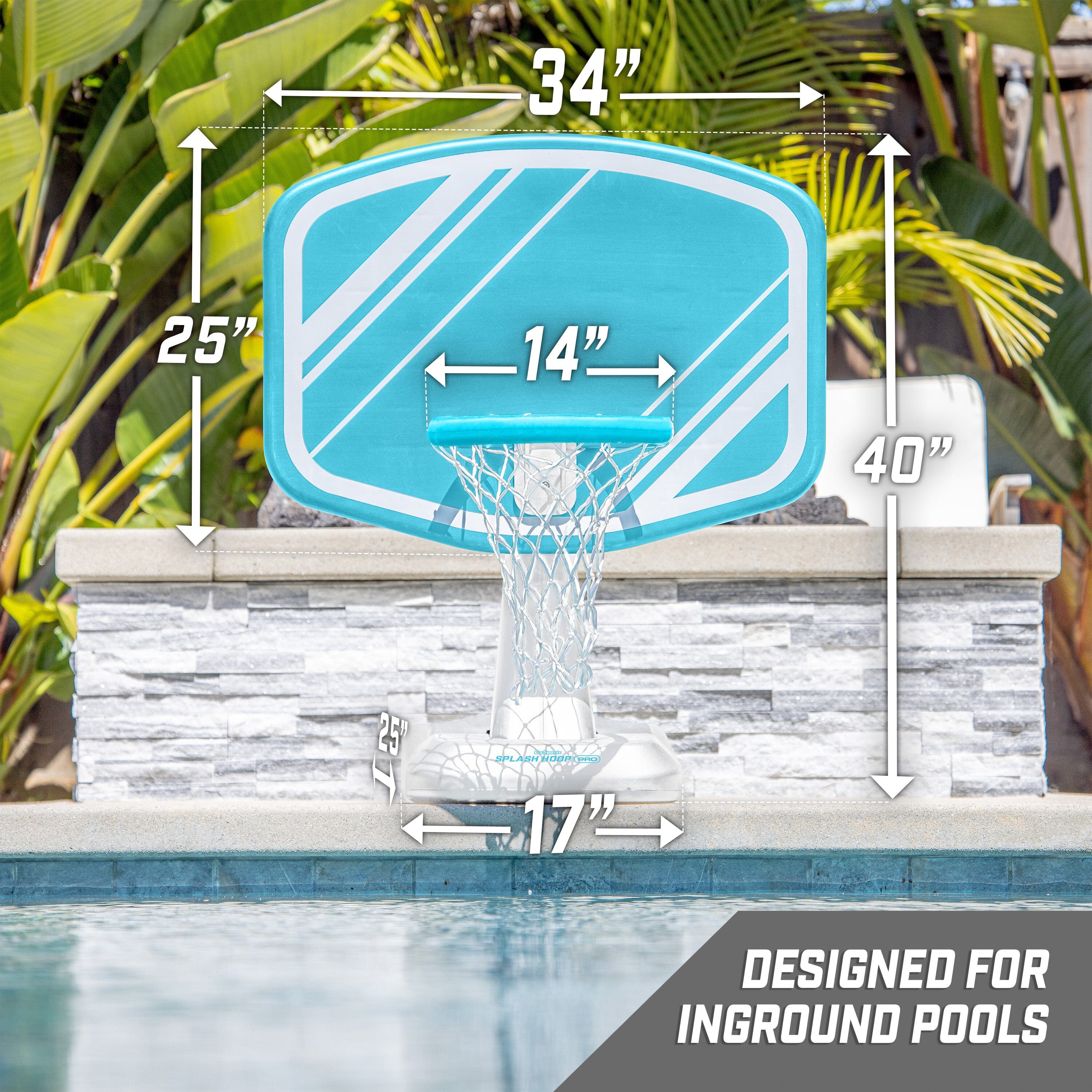 GoSports Splash Hoop PRO Swimming Pool Basketball Game - Includes Poolside Water Basketball Hoop, 2 Balls and Pump – Aqua GoSports 