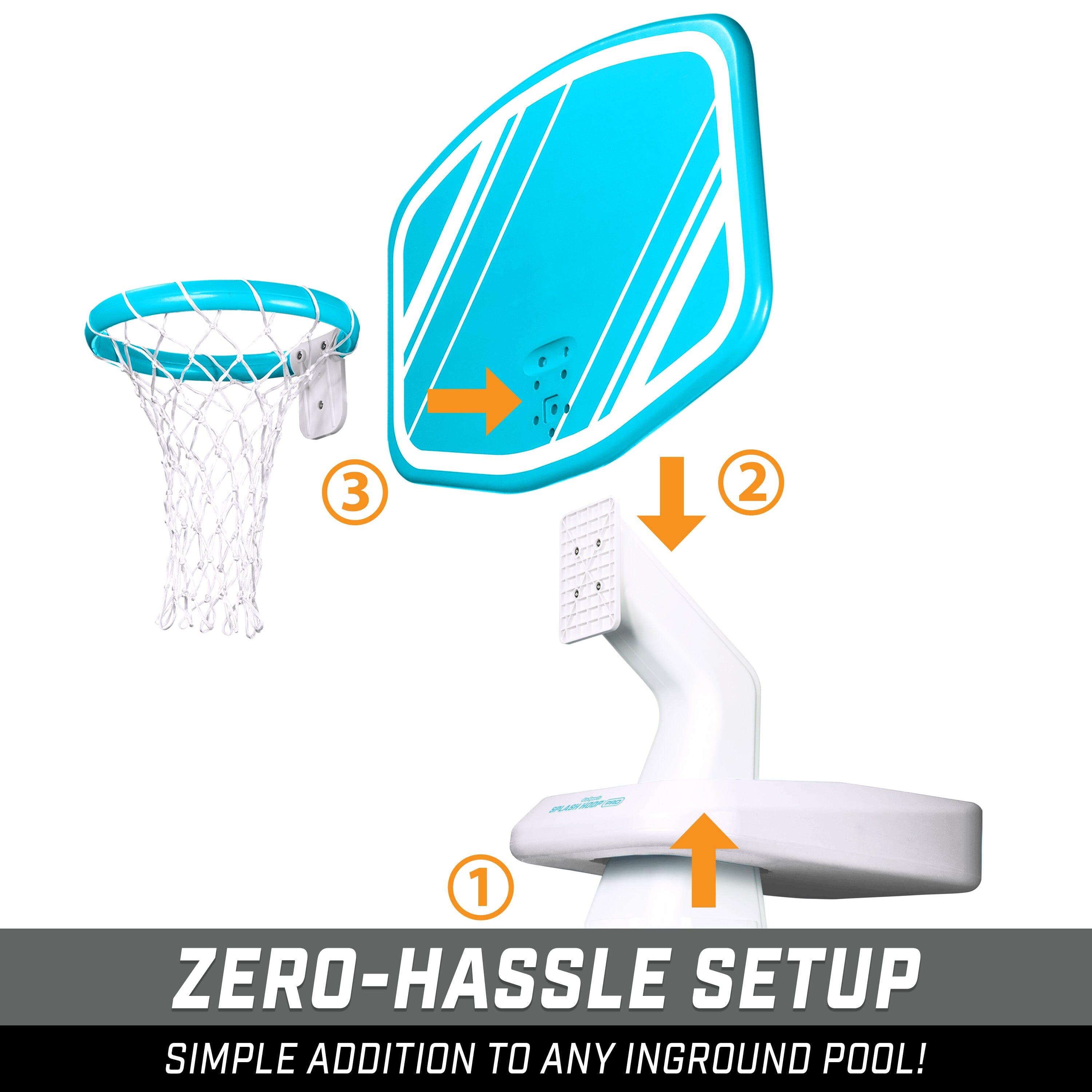 GoSports Splash Hoop PRO Swimming Pool Basketball Game - Includes Poolside Water Basketball Hoop, 2 Balls and Pump – Aqua GoSports 