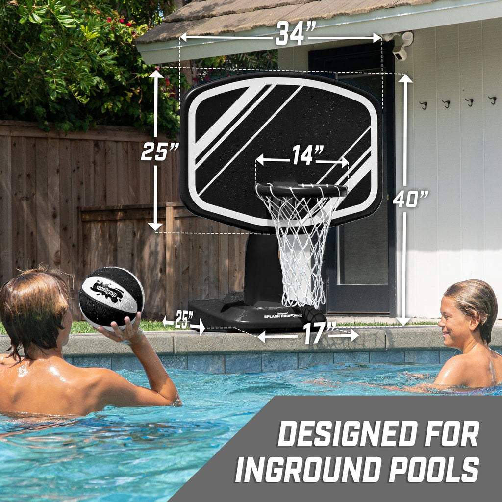 GoSports Splash Hoop PRO Swimming Pool Basketball Game - Includes Poolside Water Basketball Hoop, 2 Balls and Pump - Black GoSports 